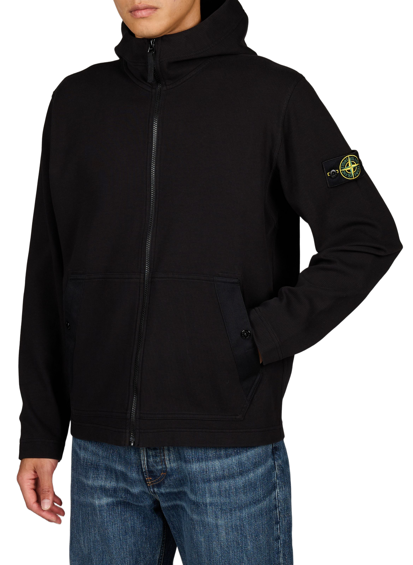Sweat zippé à capuche STONE ISLAND Noir