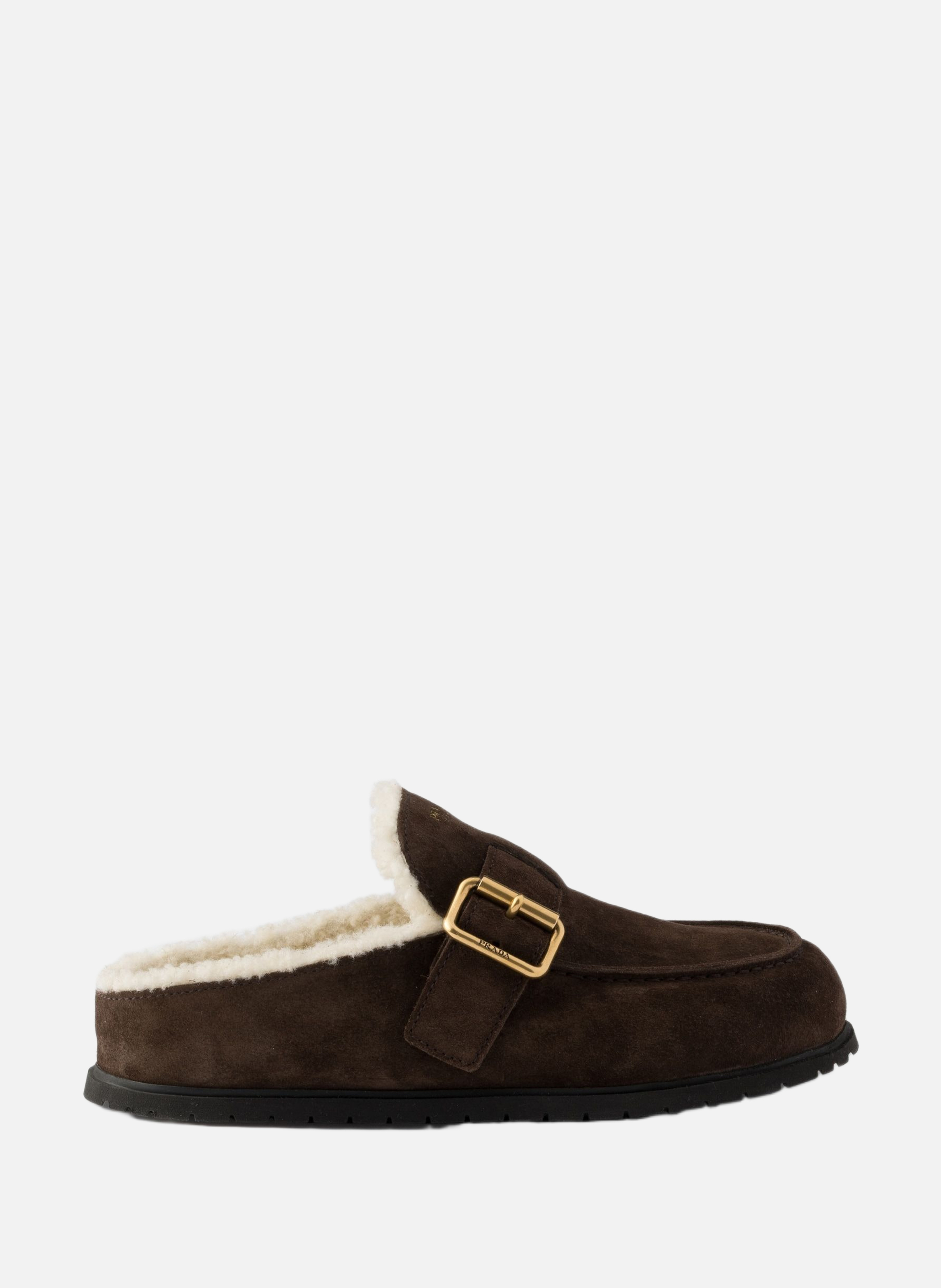 Mules en veau velours PRADA Marron