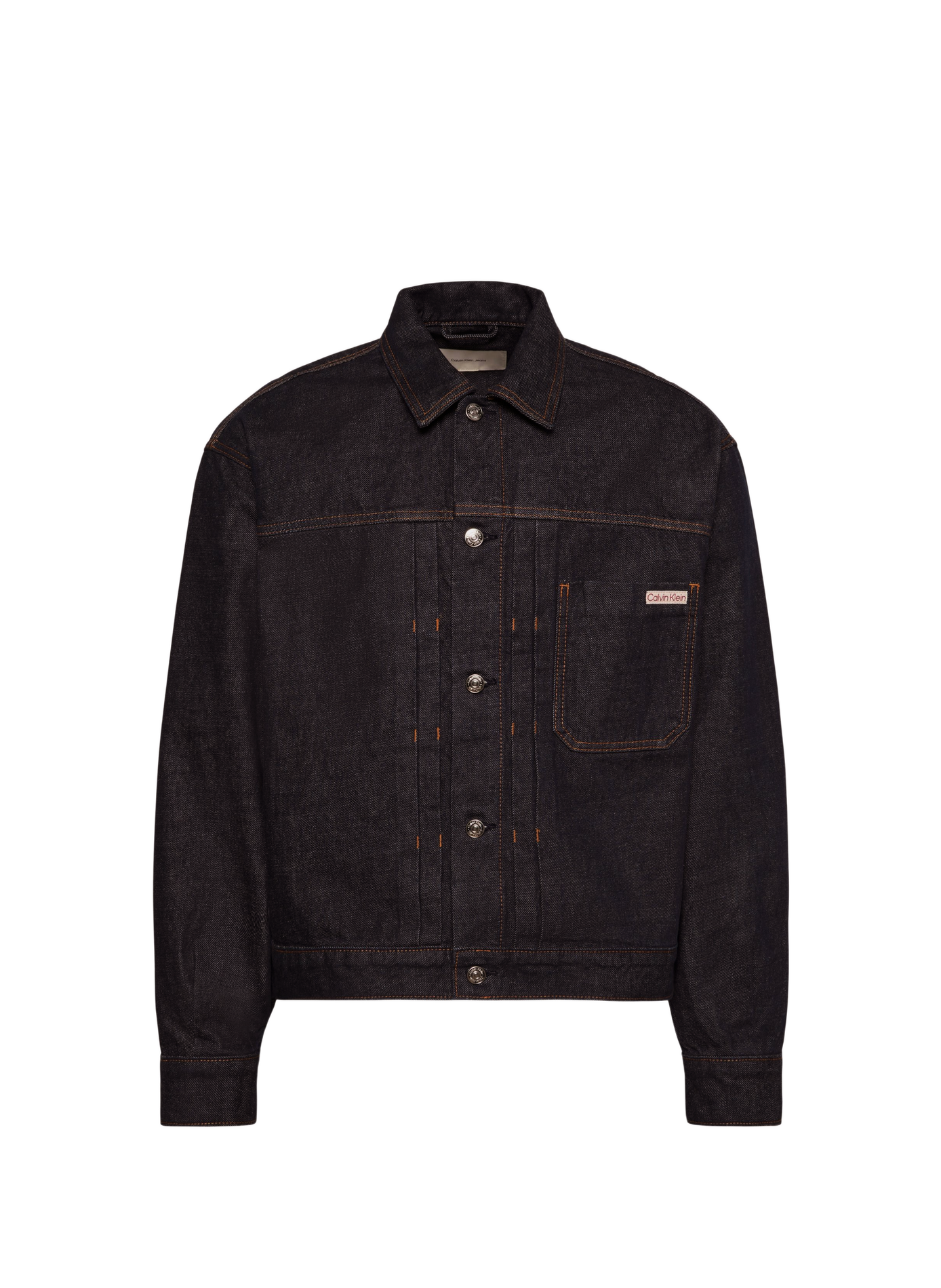 Jacke mit klassischem Baumwoll-Denim-Kragen CALVIN KLEIN Blau
