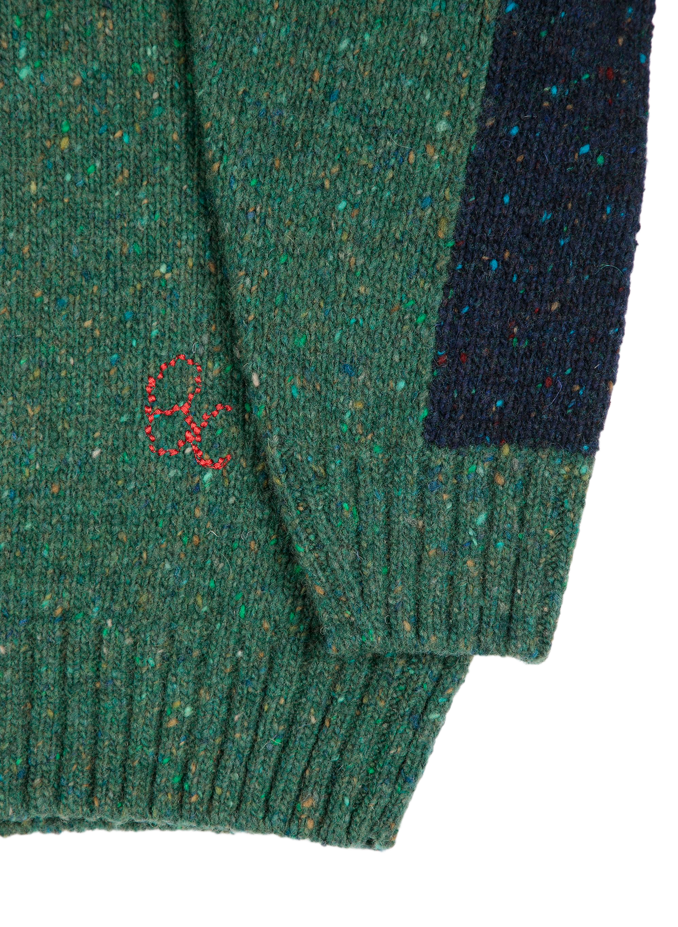 Pull col rond droit moucheté en laine mélangée BOBO CHOSES Green