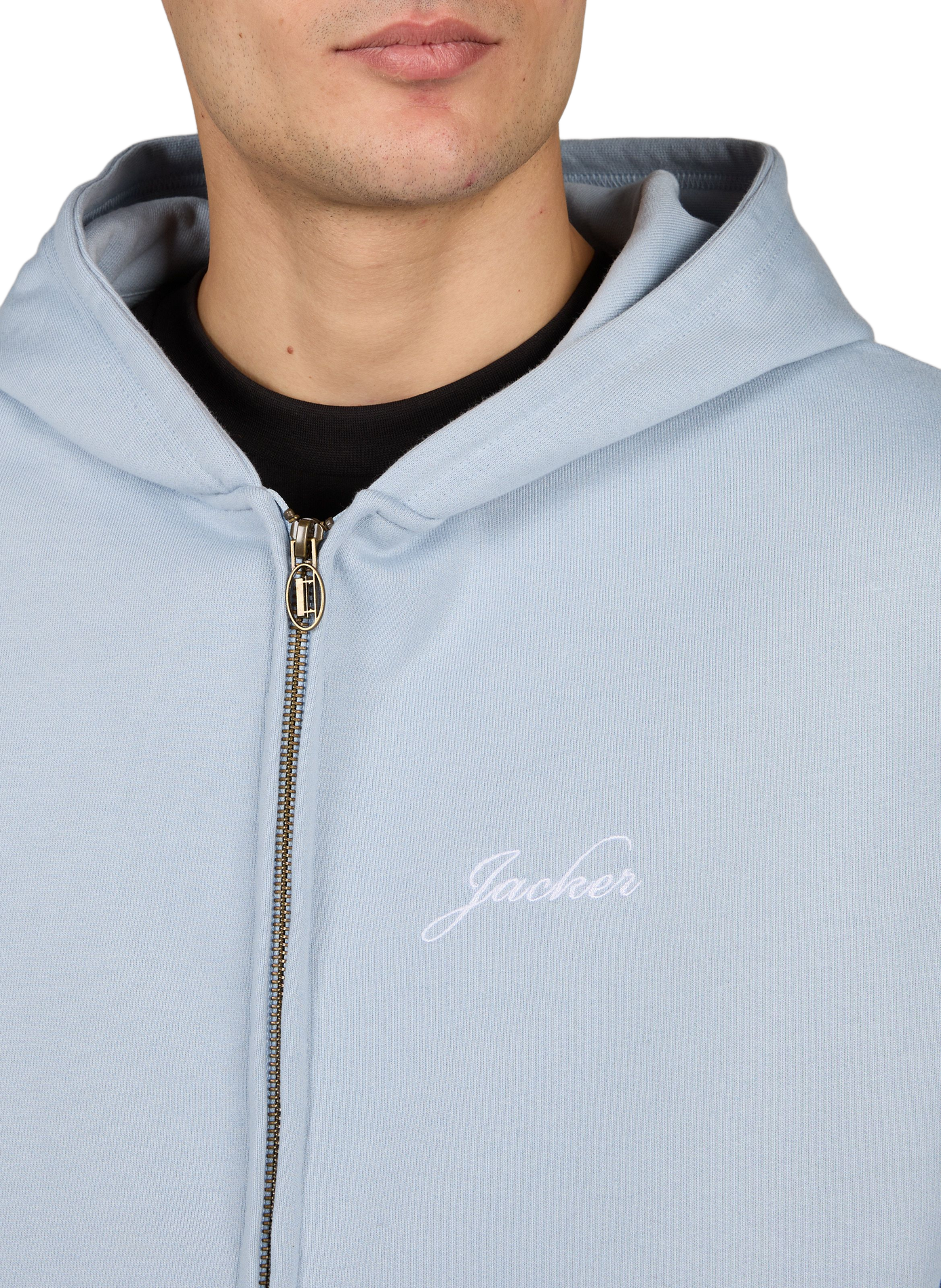 Gefütterter Baumwoll-Hoodie JACKER. Blau