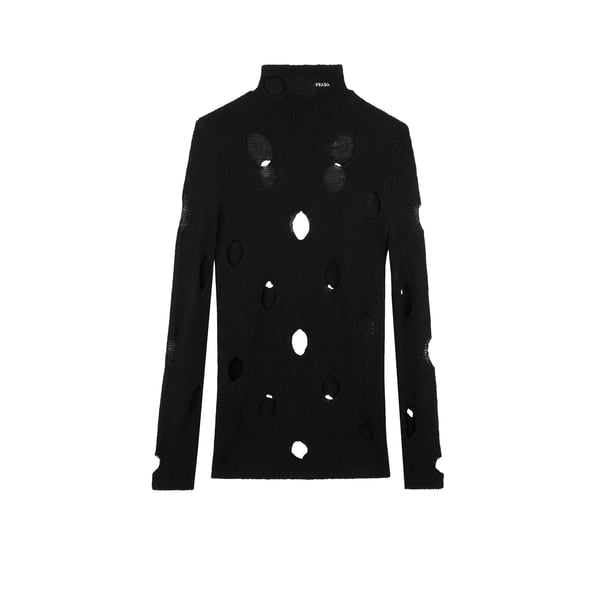 Pull à col roulé en viscose avec des trous