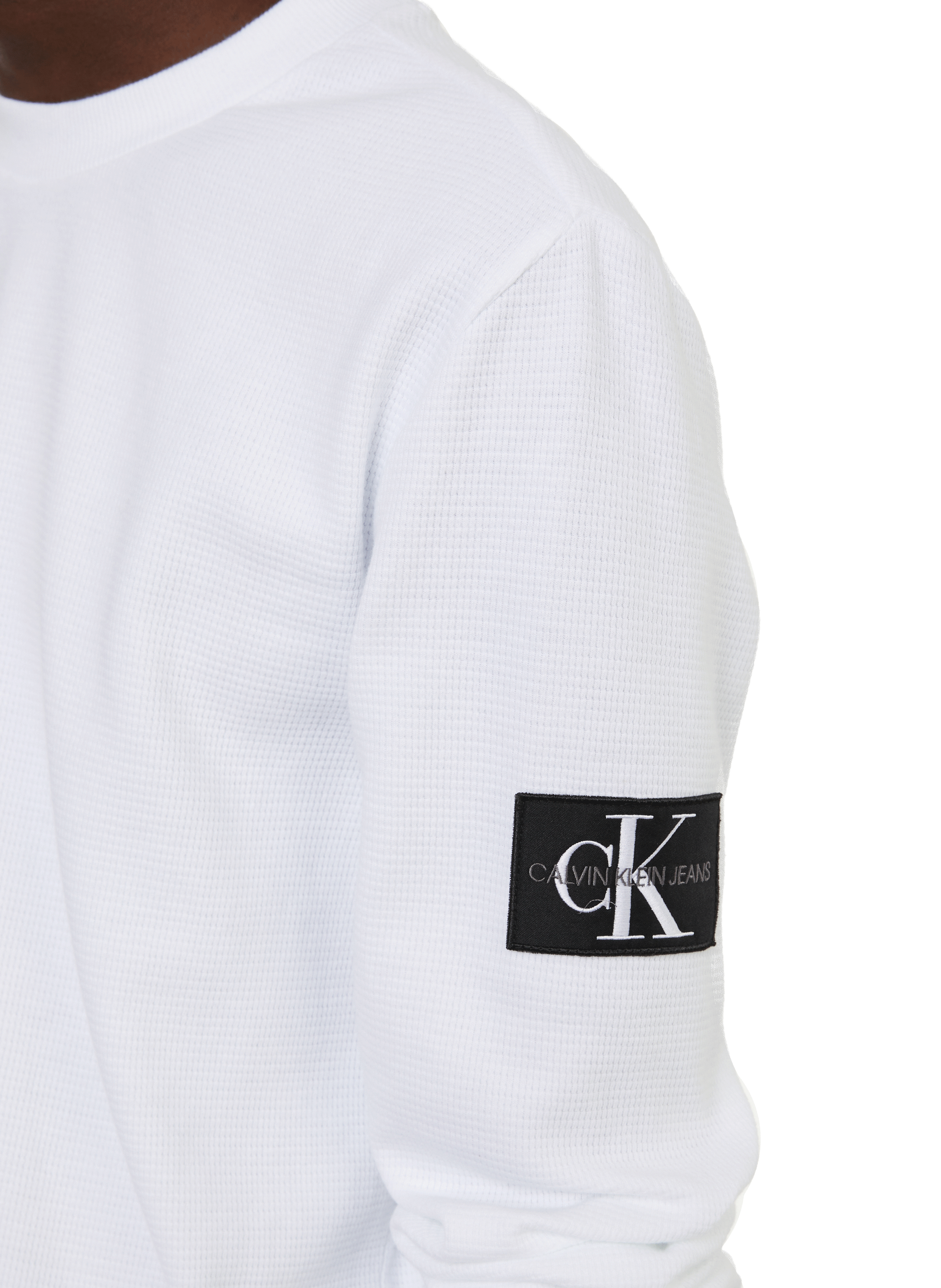 Pull col rond en coton CALVIN KLEIN Blanc