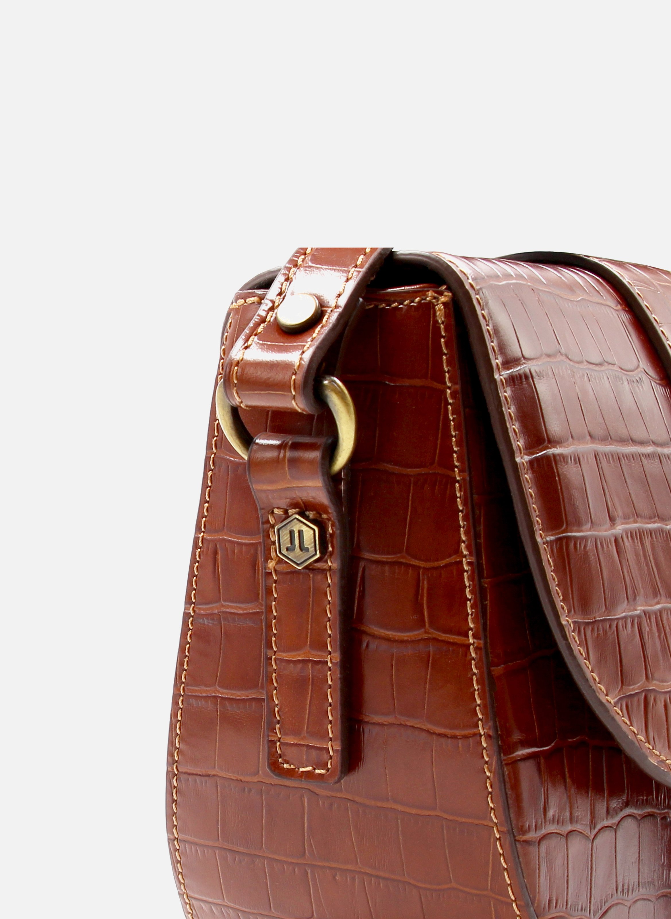 Sac boucle cuir imprimé croco JULES & JENN Marron