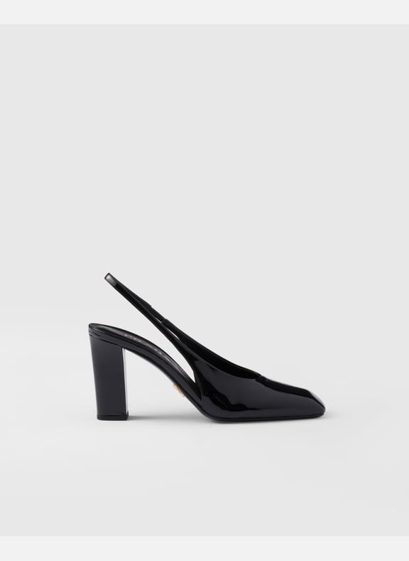 Escarpins à bride arrière en cuir verni Noir by PRADA PRADA Escarpins à bride arrière en cuir verni Noir
