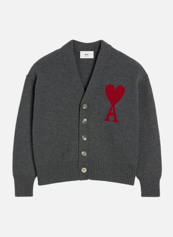 Cardigan ami de coeur rouge unisexe Gris by AMI PARIS AMI PARIS Cardigan ami de coeur rouge unisexe Gris