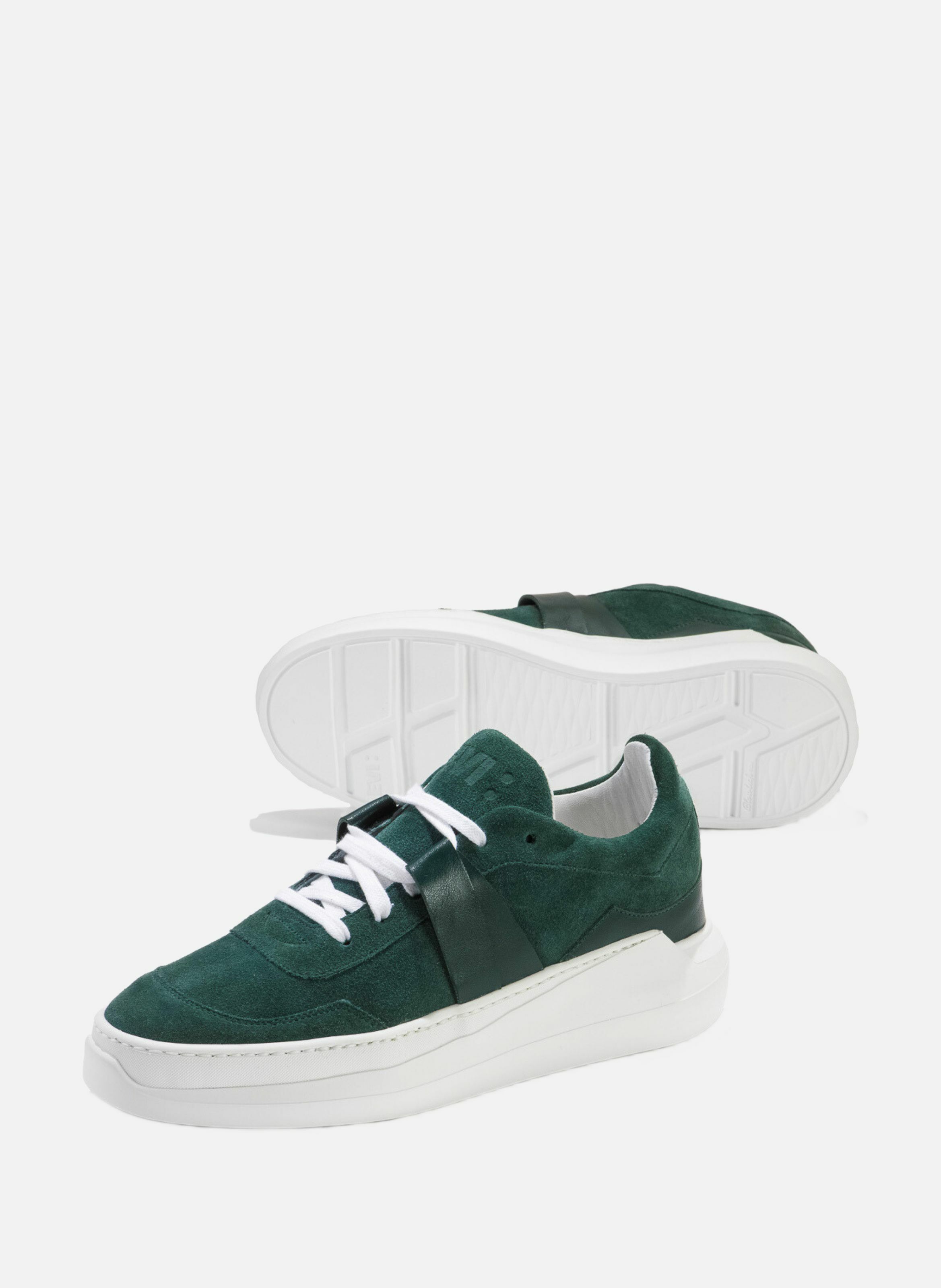 G025 : vert sylvestre - sneakers en cuir velours et cuir nappa vert EVI Vert