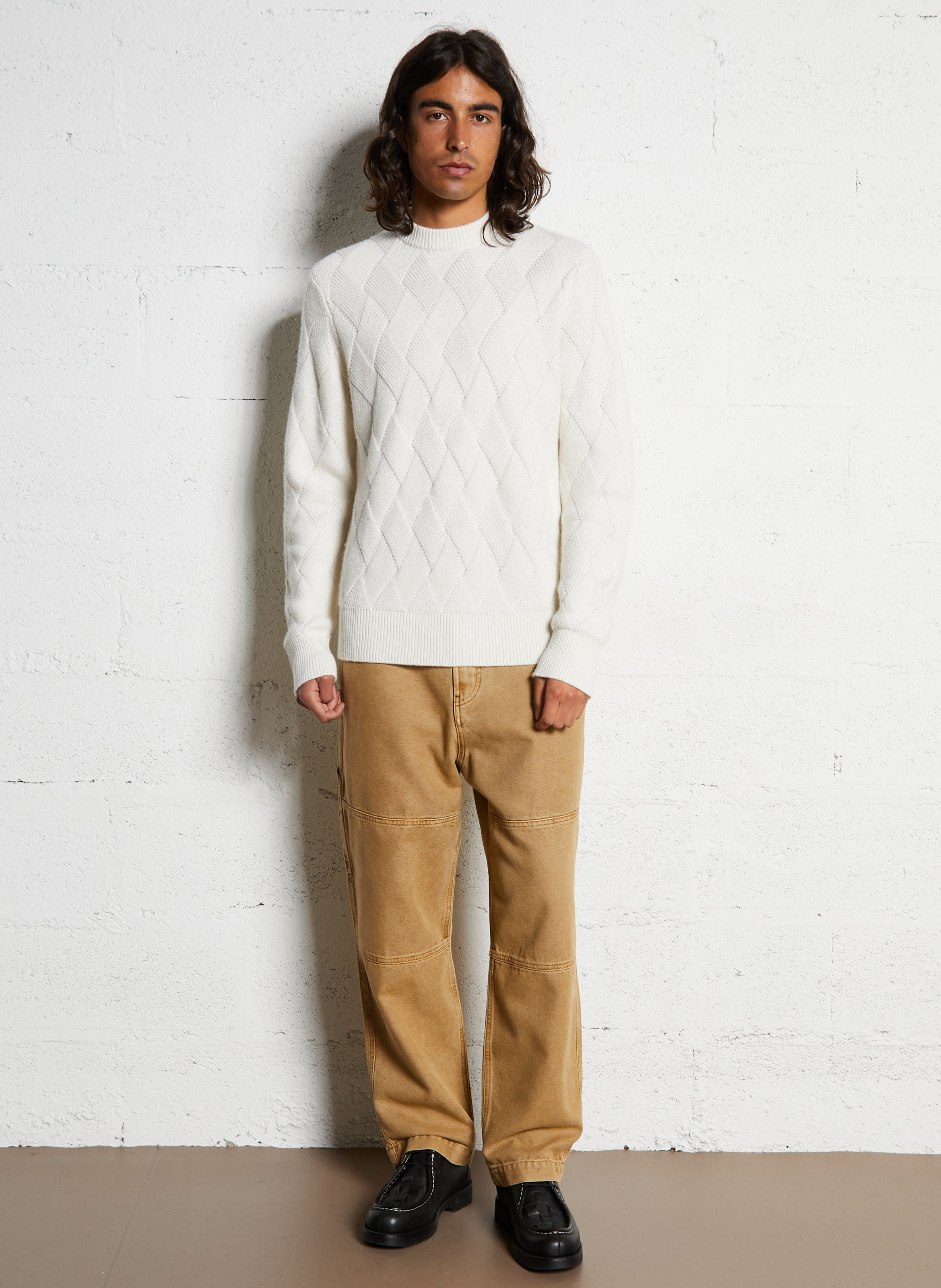 Jean délavé en toile esprit charpentier IKKS Beige