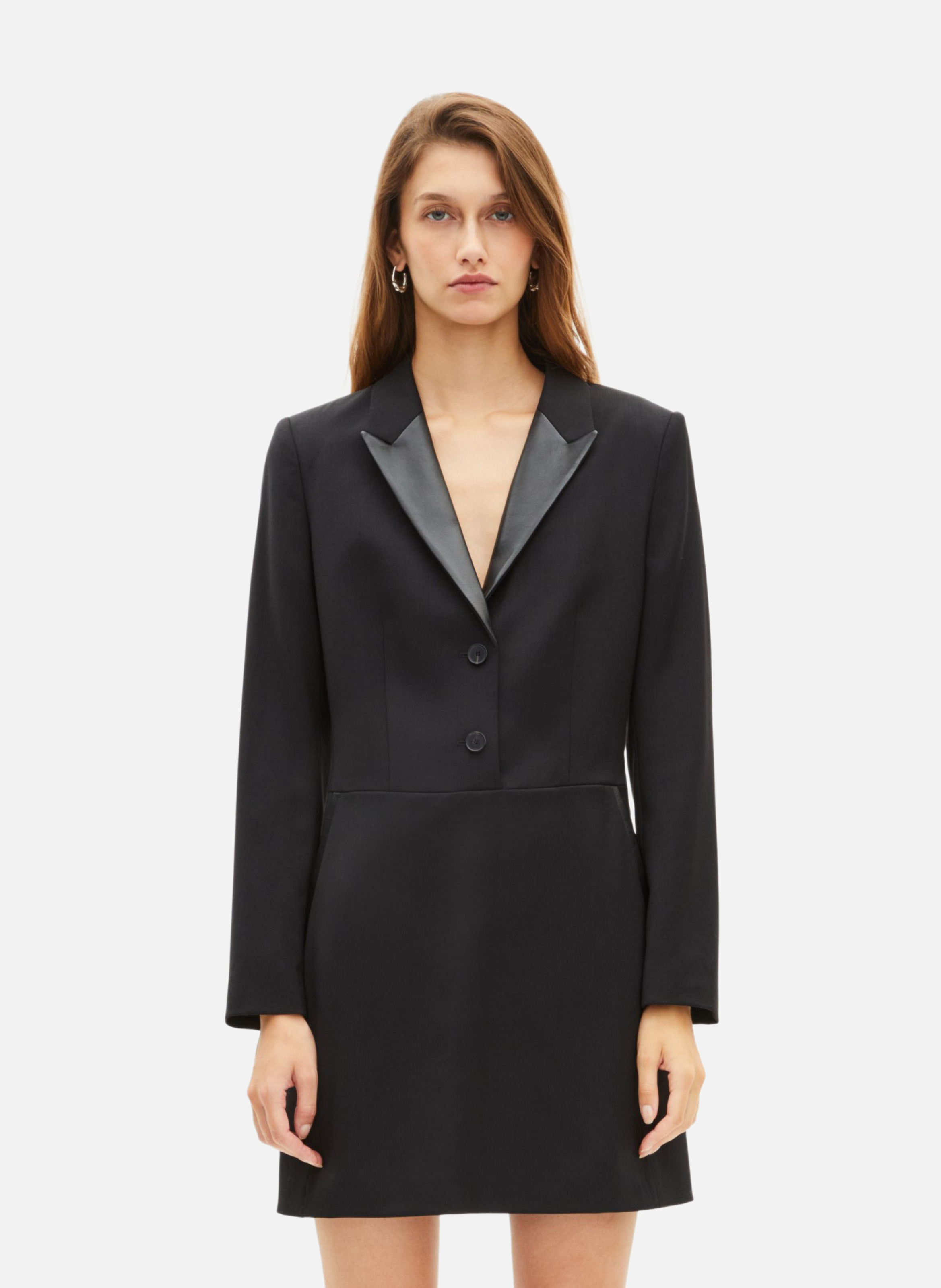 Robe courte col en cuir THE KOOPLES Noir
