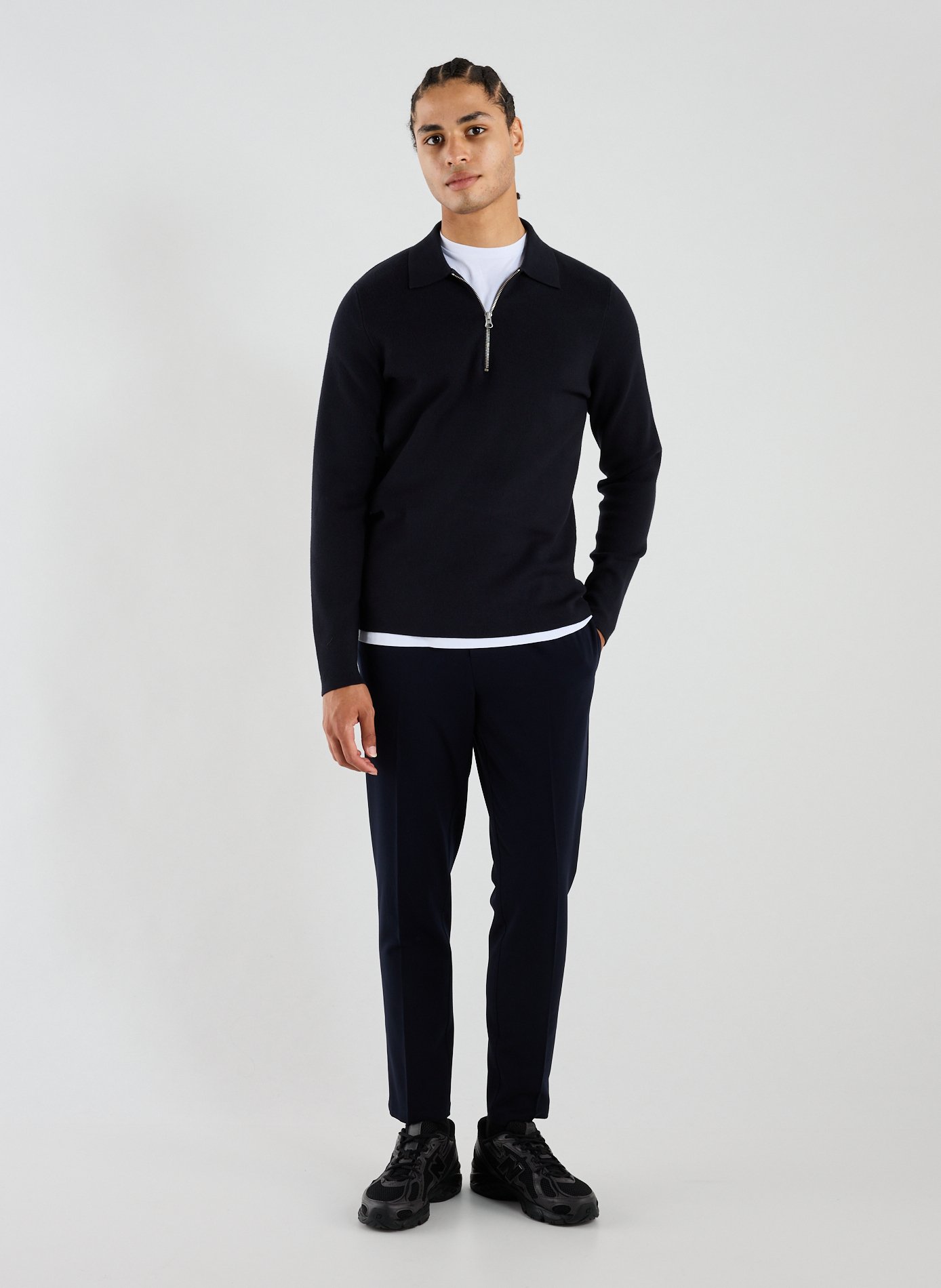 Pull polo droit à col classique SAMSOE SAMSOE Bleu