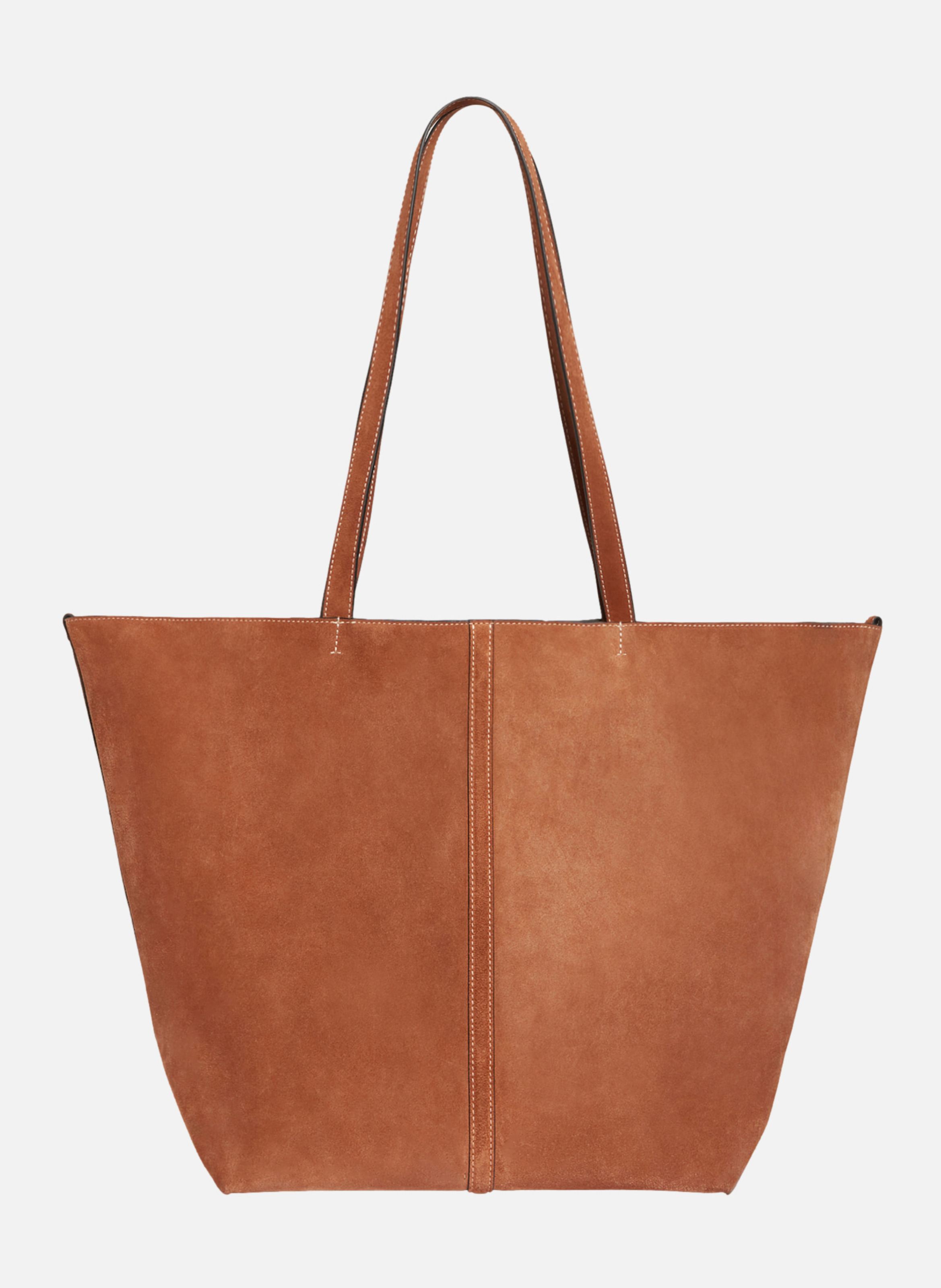 VANESSA BRUNO Grand cabas daily en cuir velours Marron