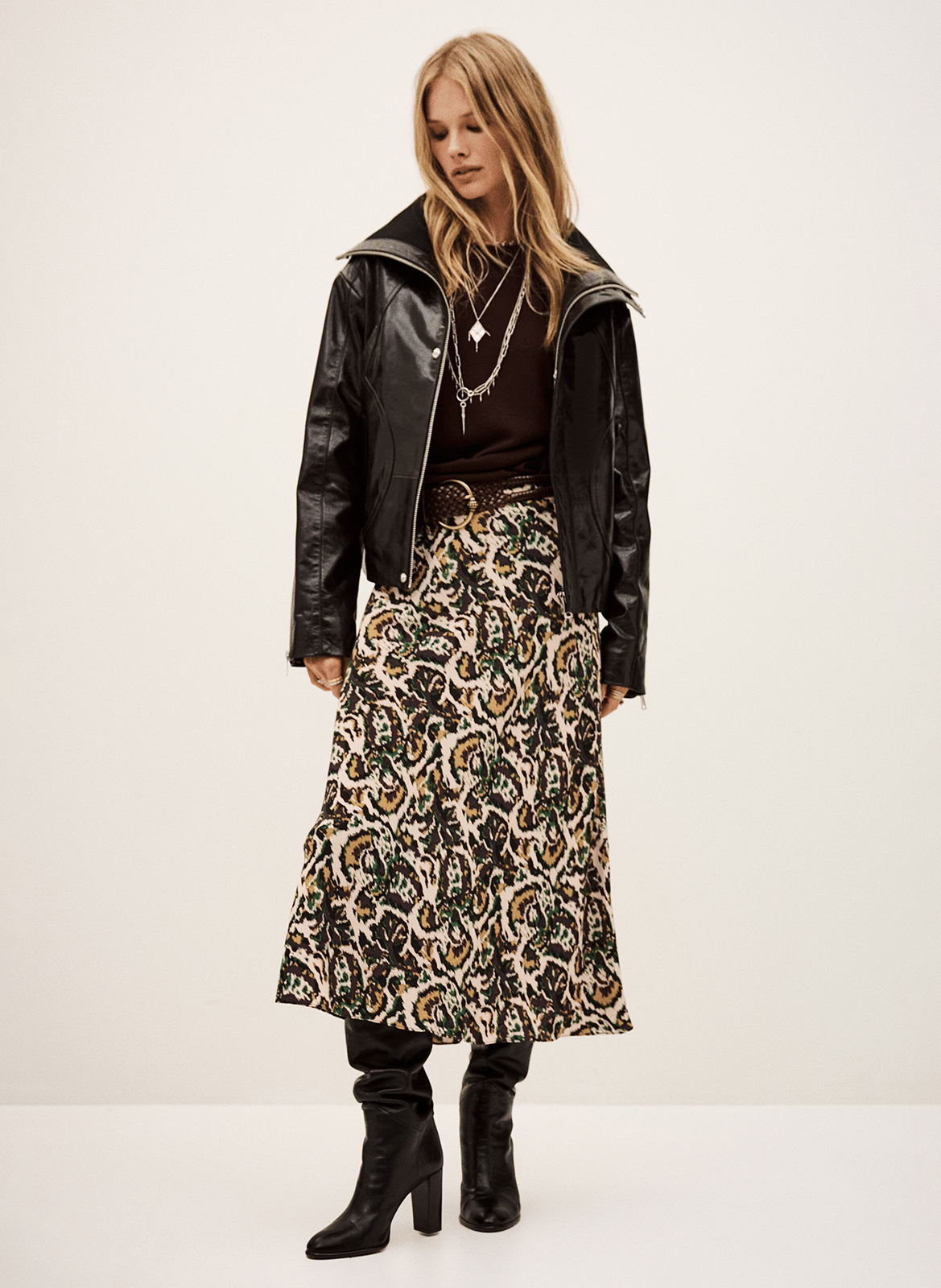 Jupe midi impimée onintia BA&SH Beige