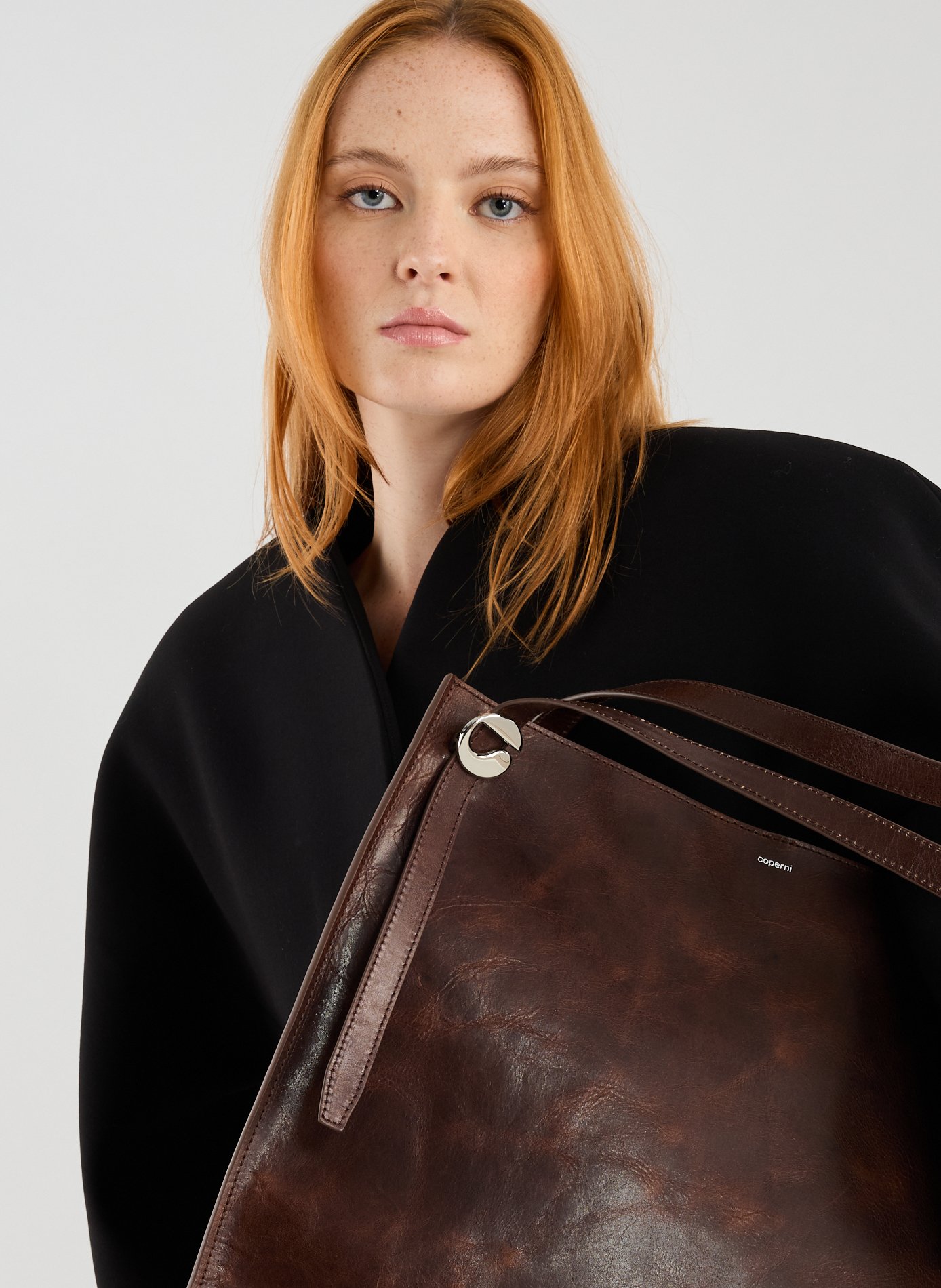 Sac cabas en cuir de vache COPERNI Marron