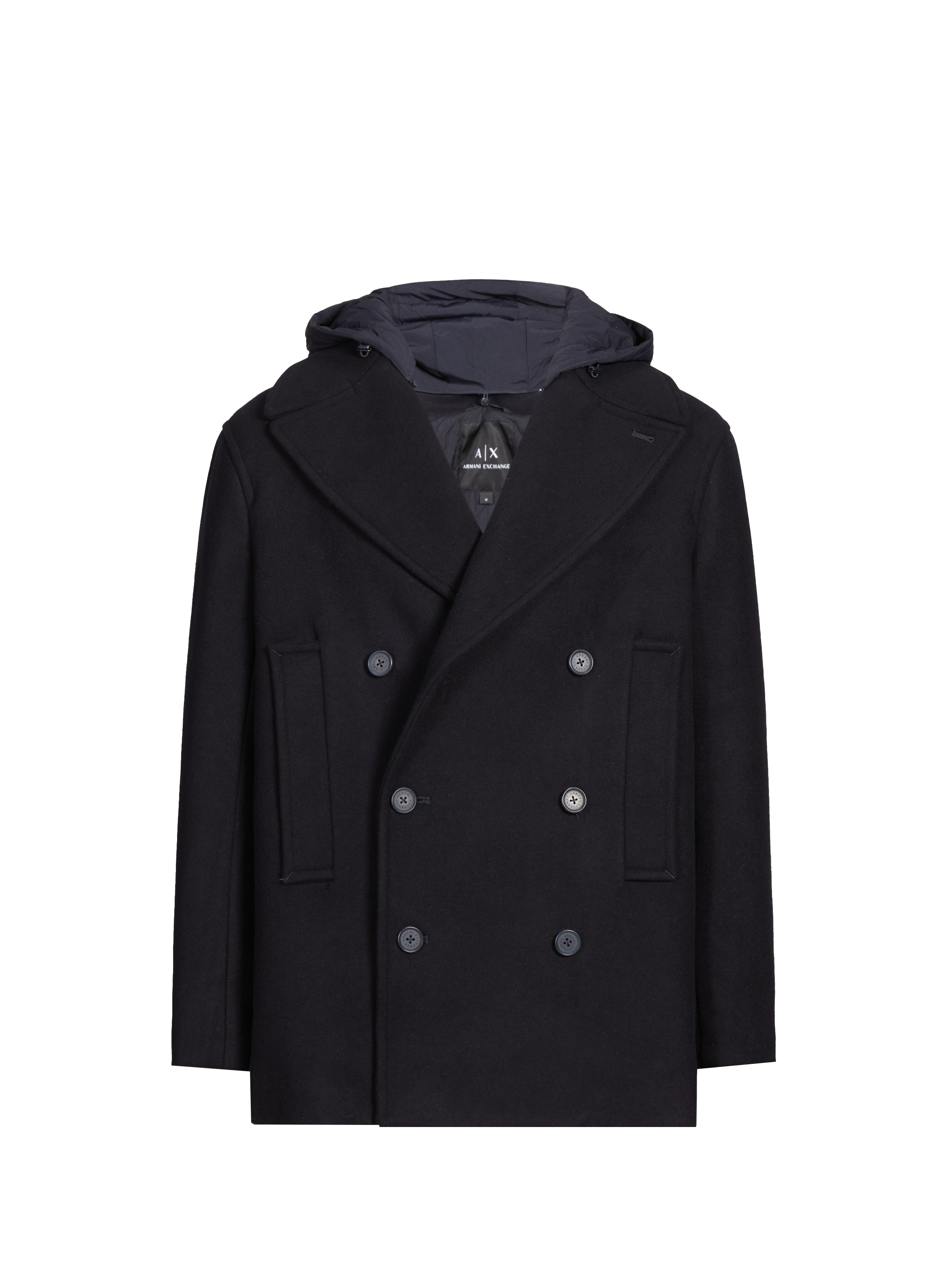 ARMANI EXCHANGE Jacket with tailored collar in blended virgin wool Blue