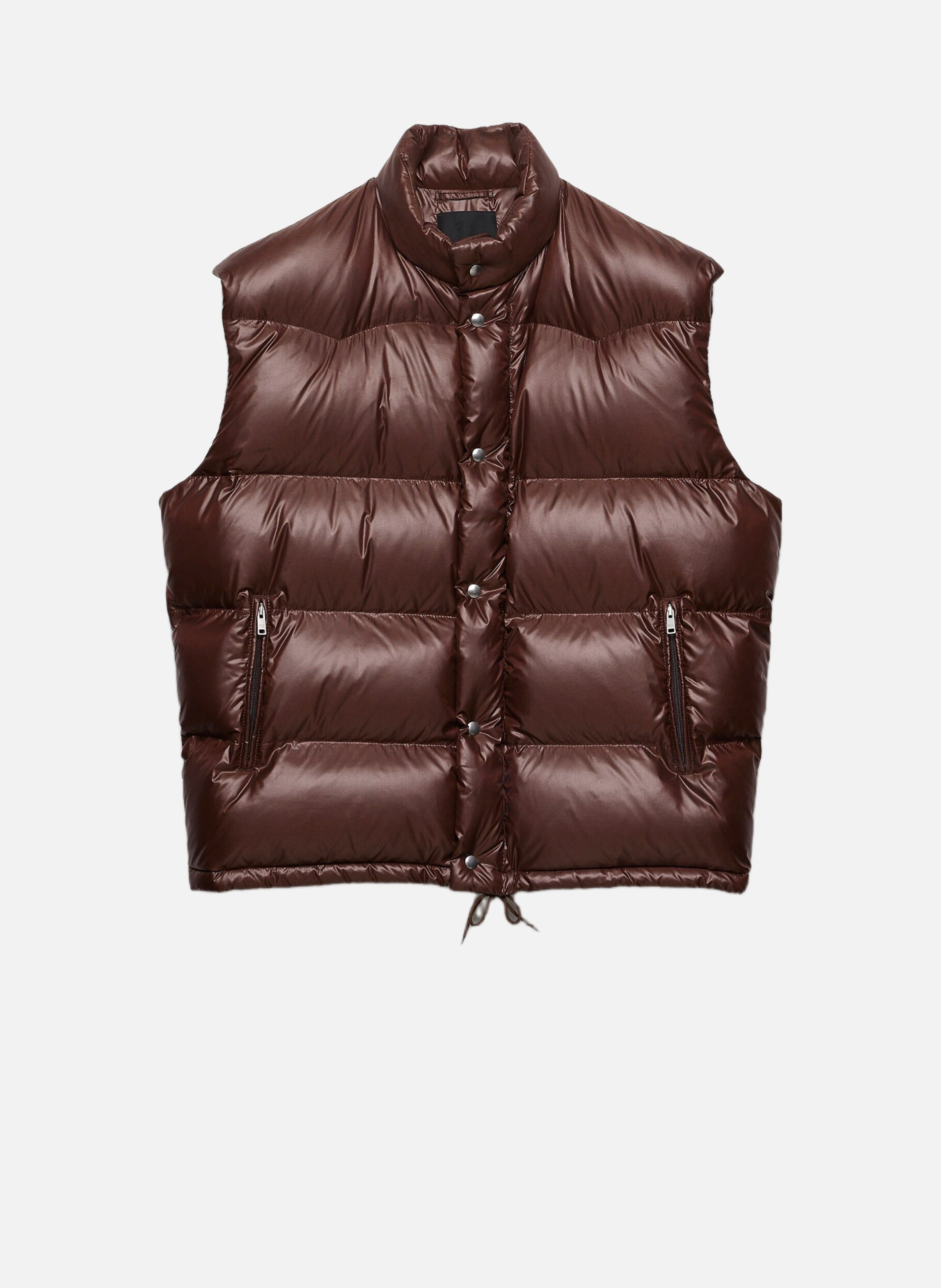 Gilet matelassé sans manches en re-nylon PRADA Marron
