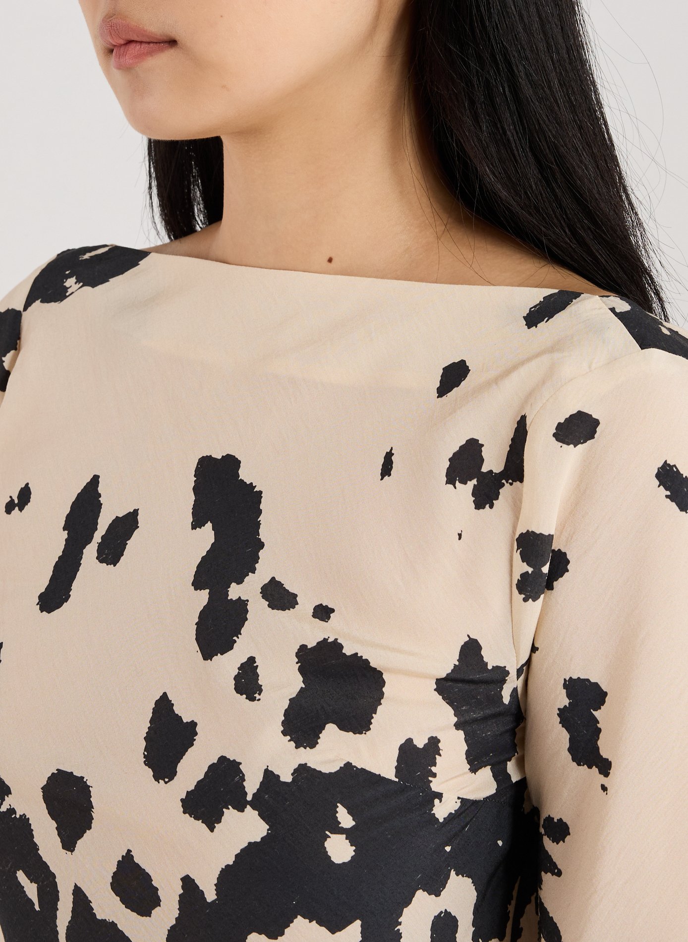 Robe courte imprimée à dos nu TOPSHOP Noir