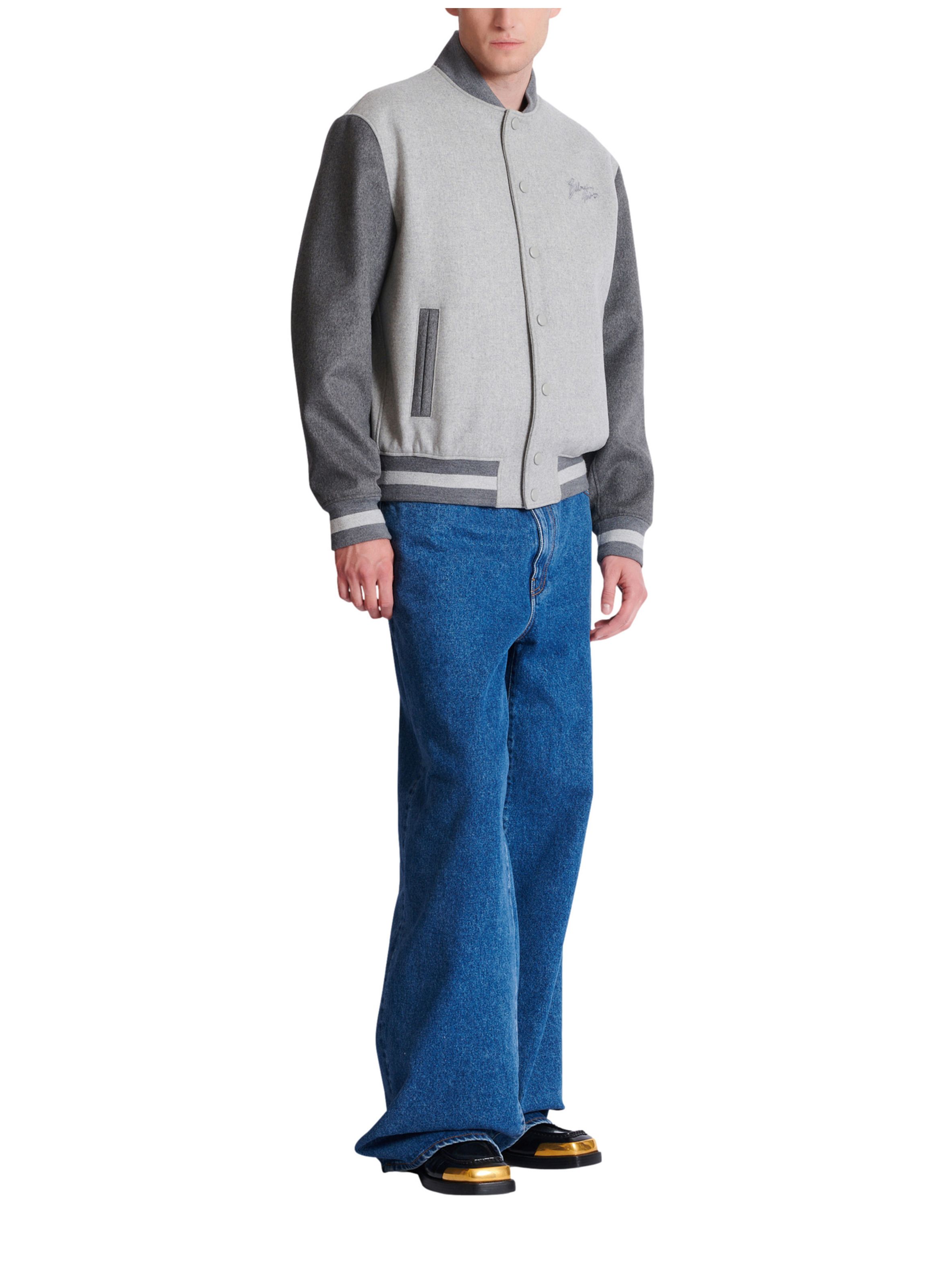 Veste varsity en laine et cachemire BALMAIN Gris