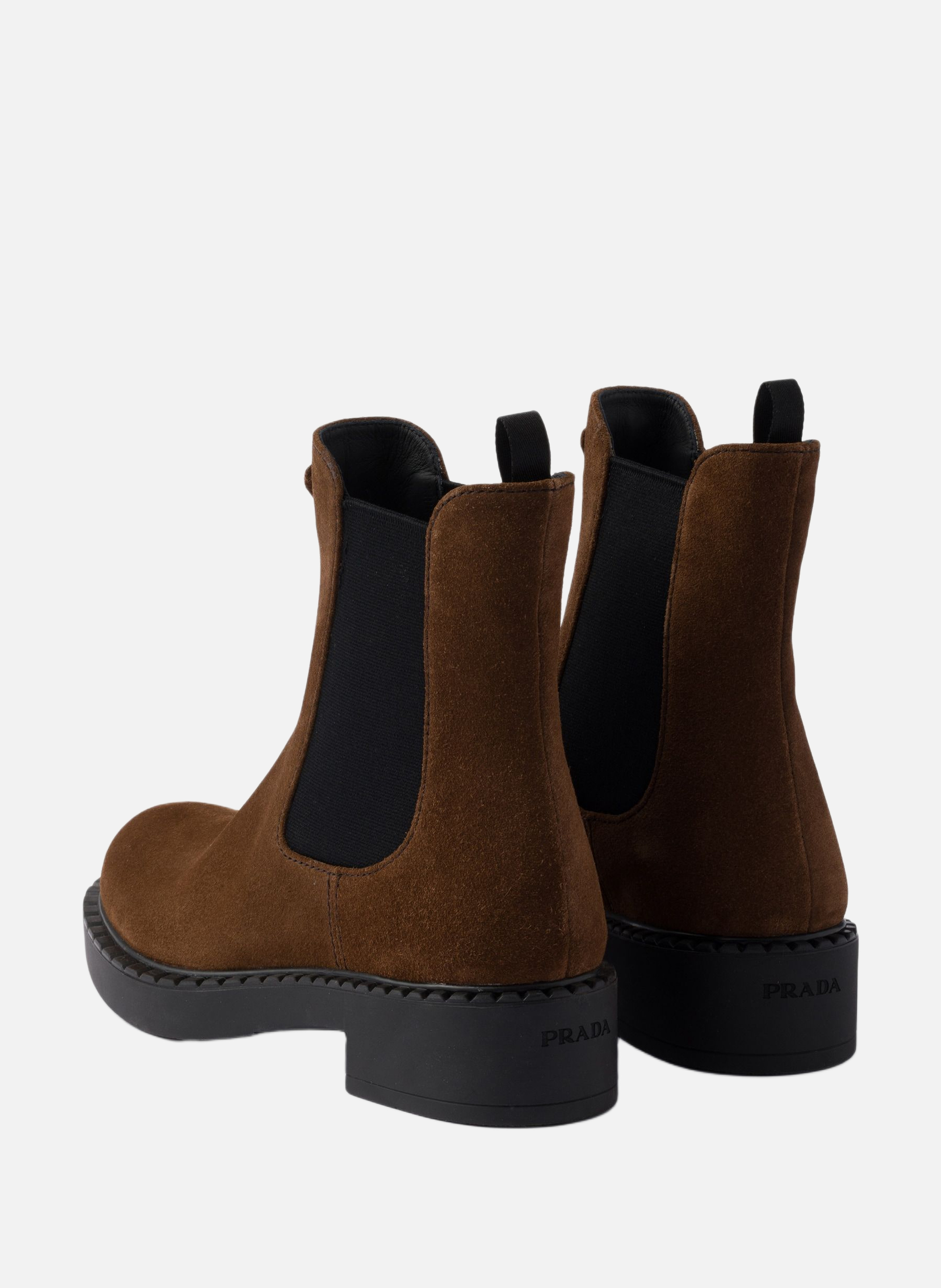 Bottines chocolate en veau velours PRADA Marron