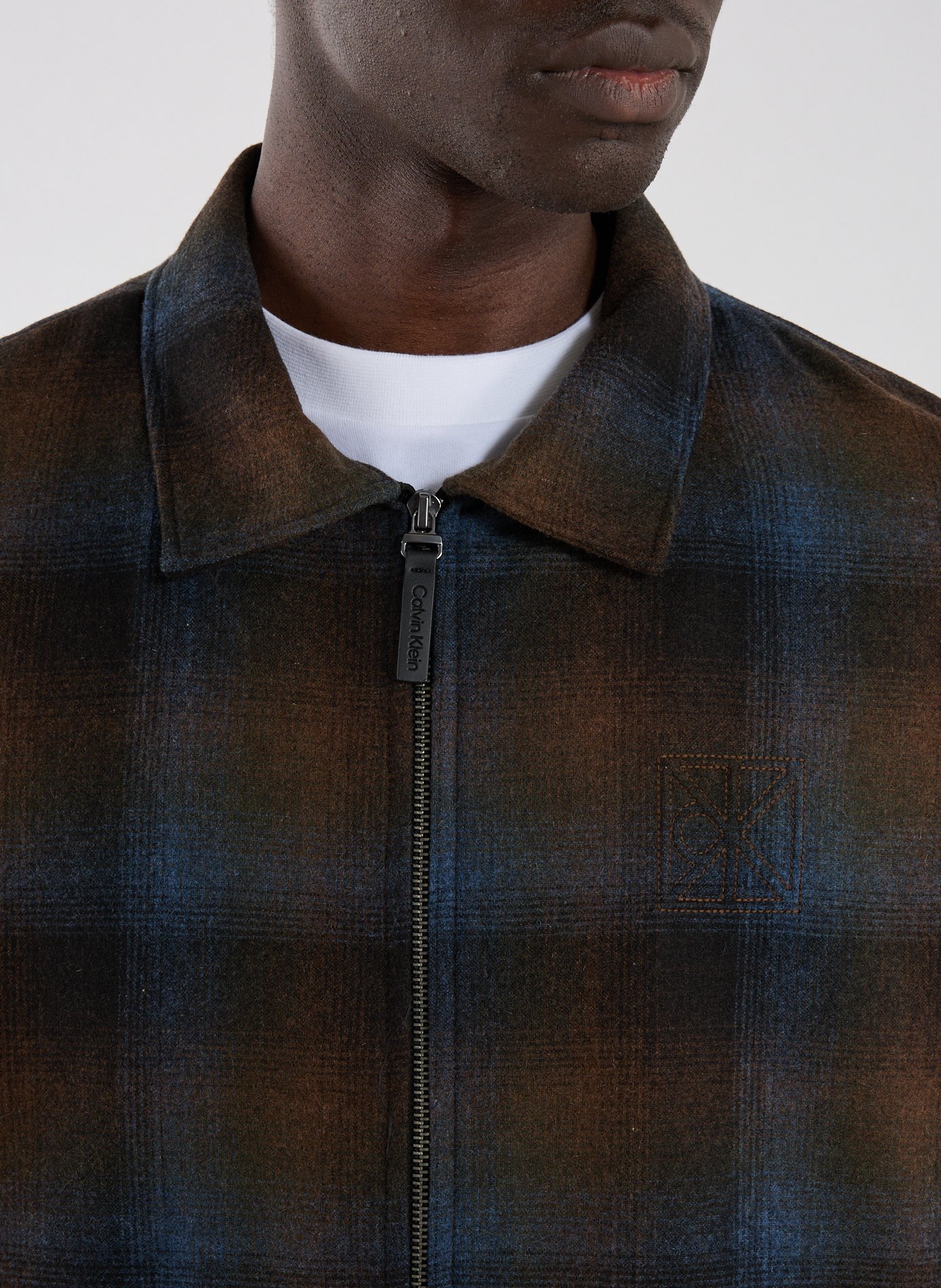 Checked wool blend jacket CALVIN KLEIN Beige