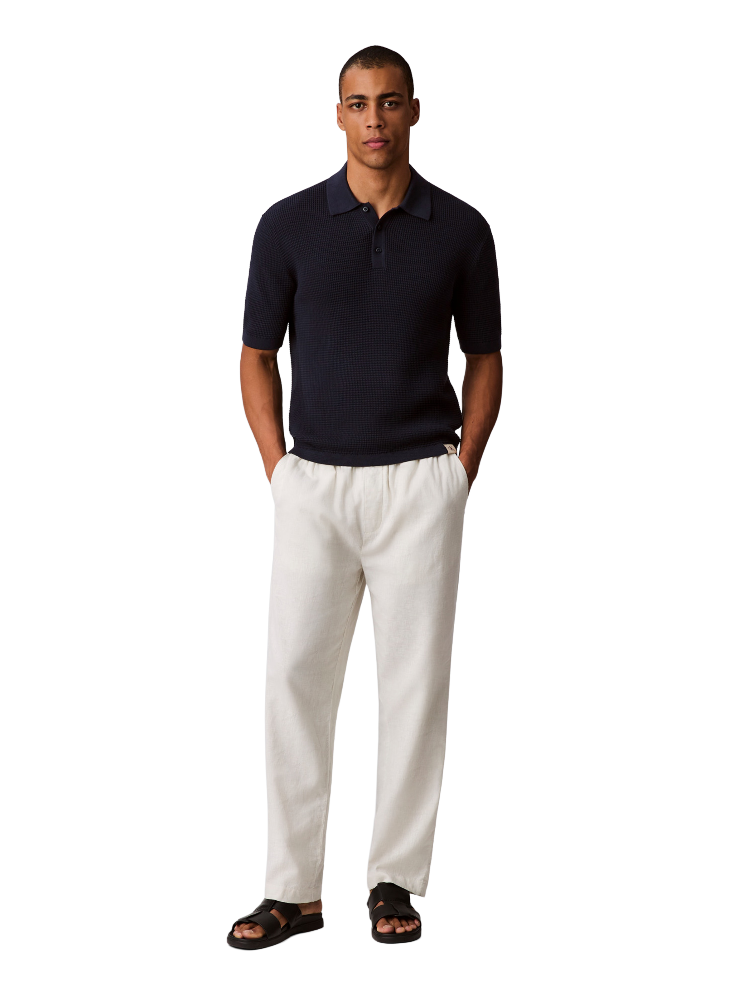 Polo texturé CALVIN KLEIN Bleu