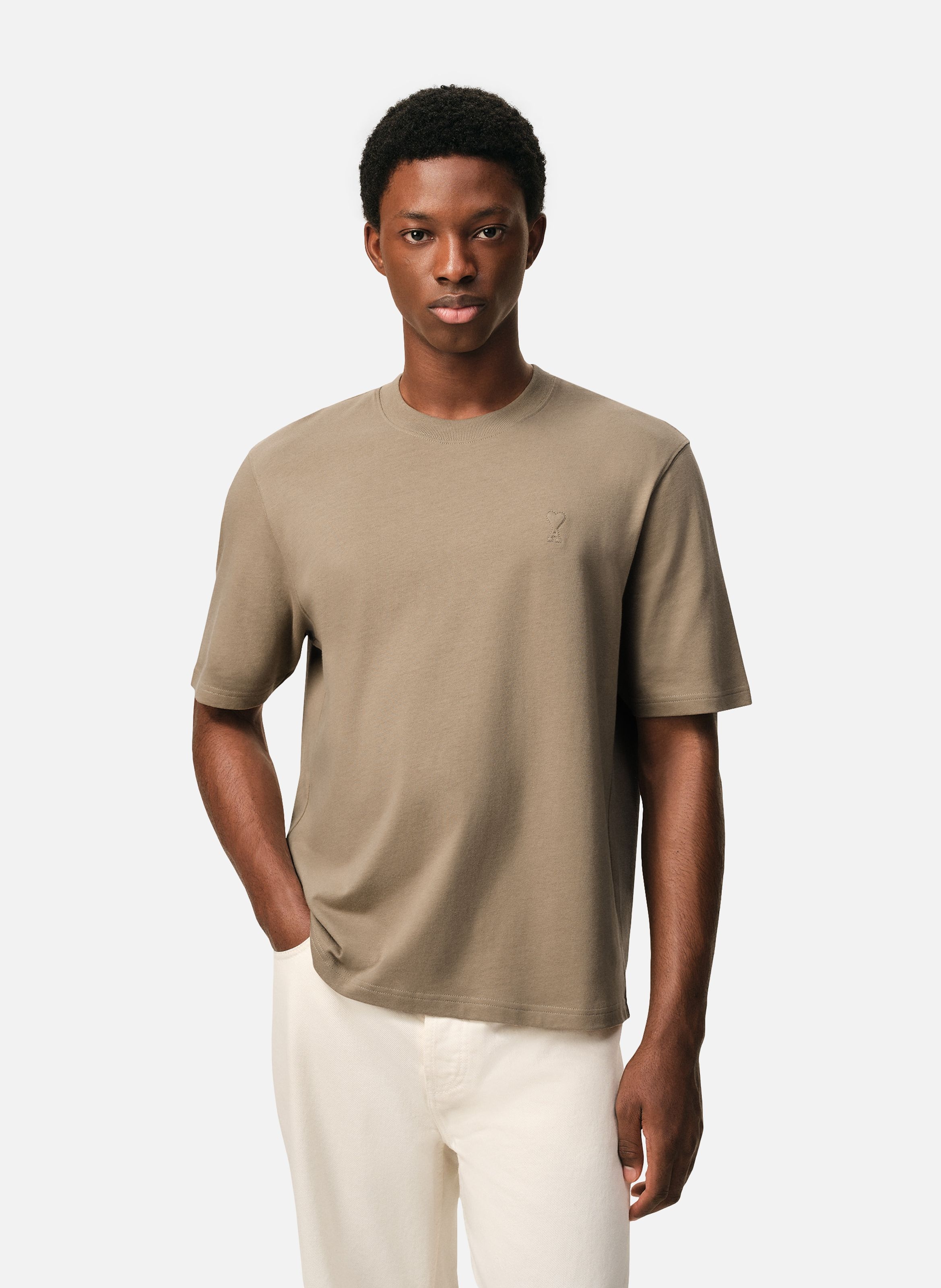 T-shirt Ami De Coeur En Coton unisexe AMI PARIS Beige