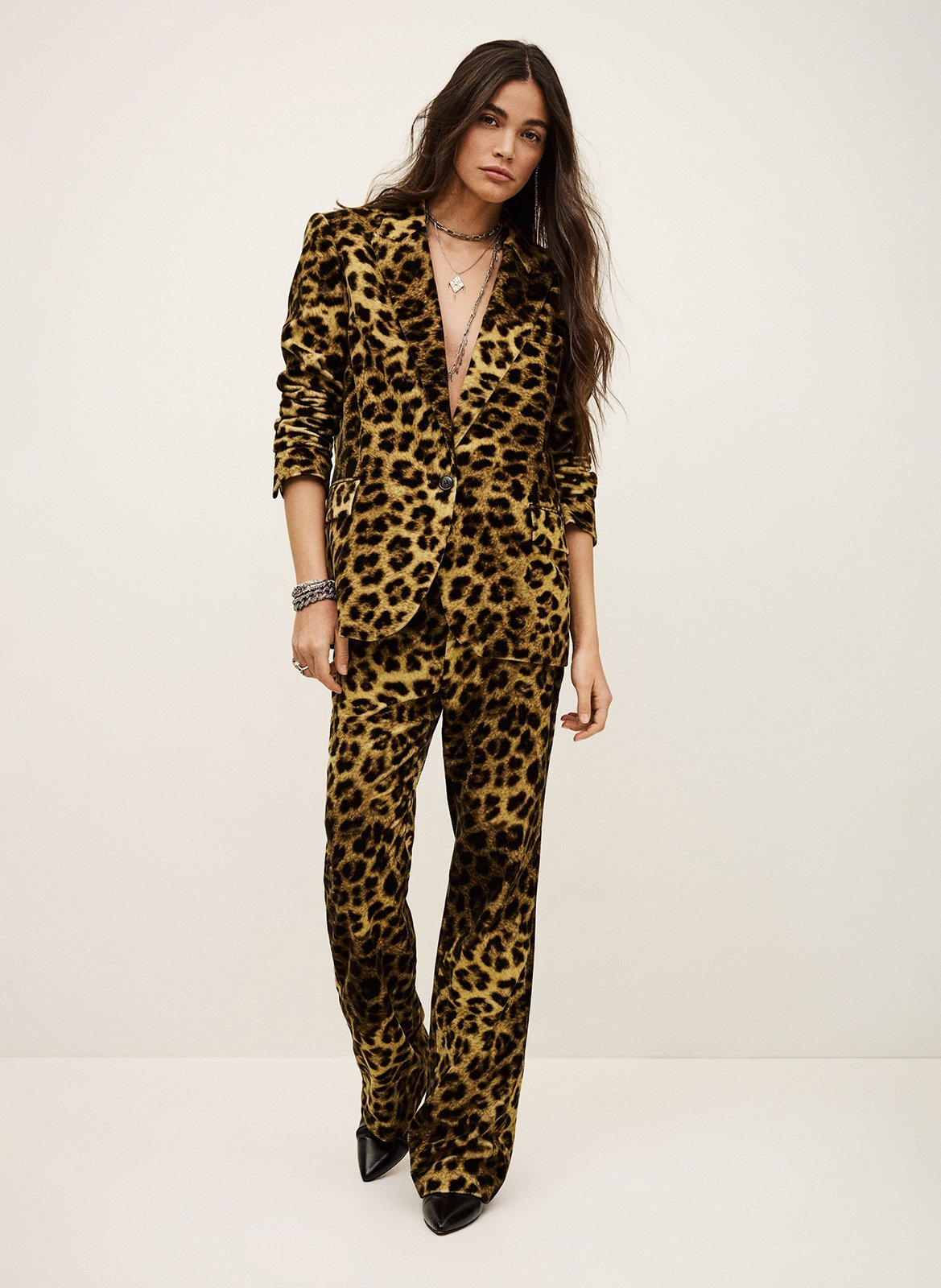 Veste de tailleur à imprimé léopard bear BA&SH Beige