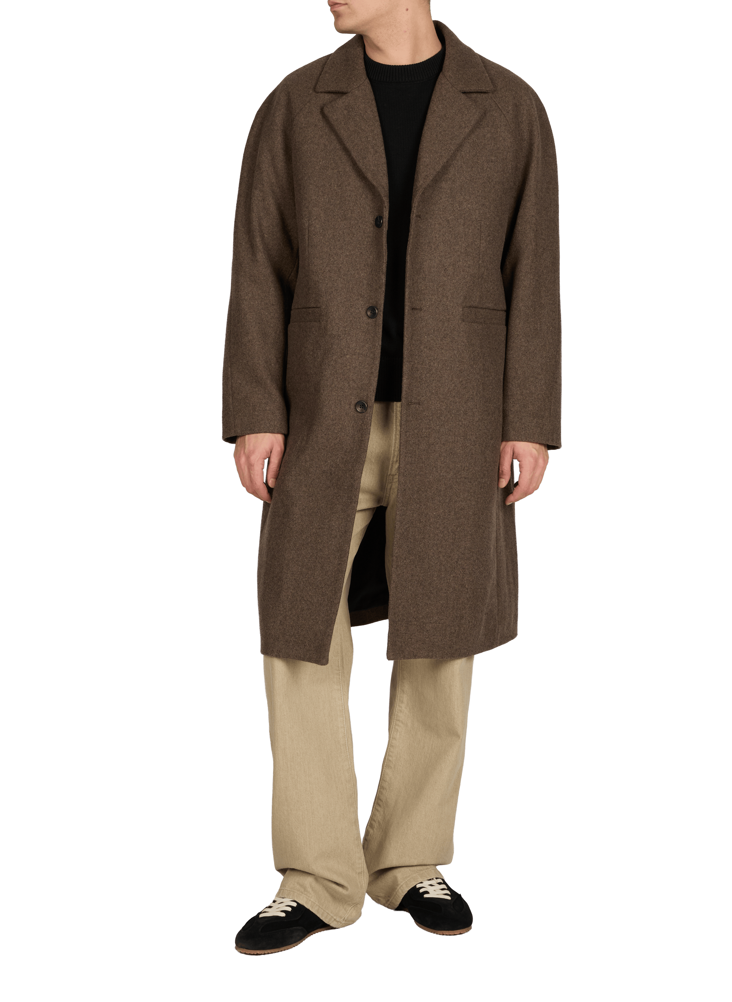 Classic straight-cut buttoned coat in a wool blend LES DEUX Brown