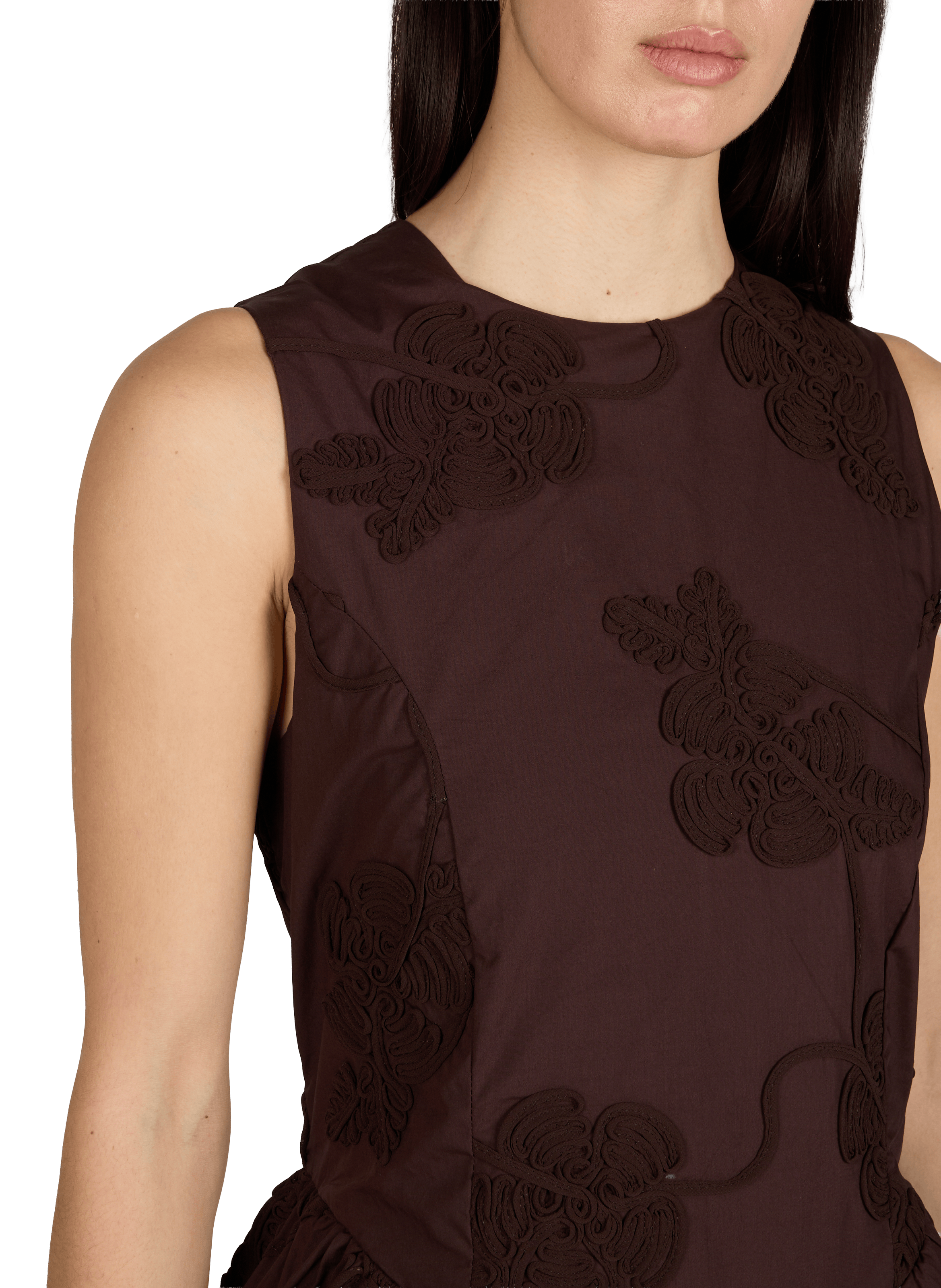 Robe midi fleurie en coton ROTATE Marron