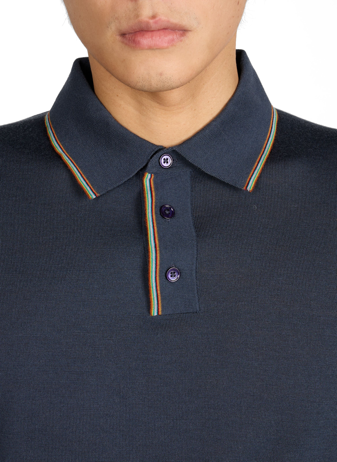 Polo à manches courtes en laine mérinos PAUL SMITH Gris