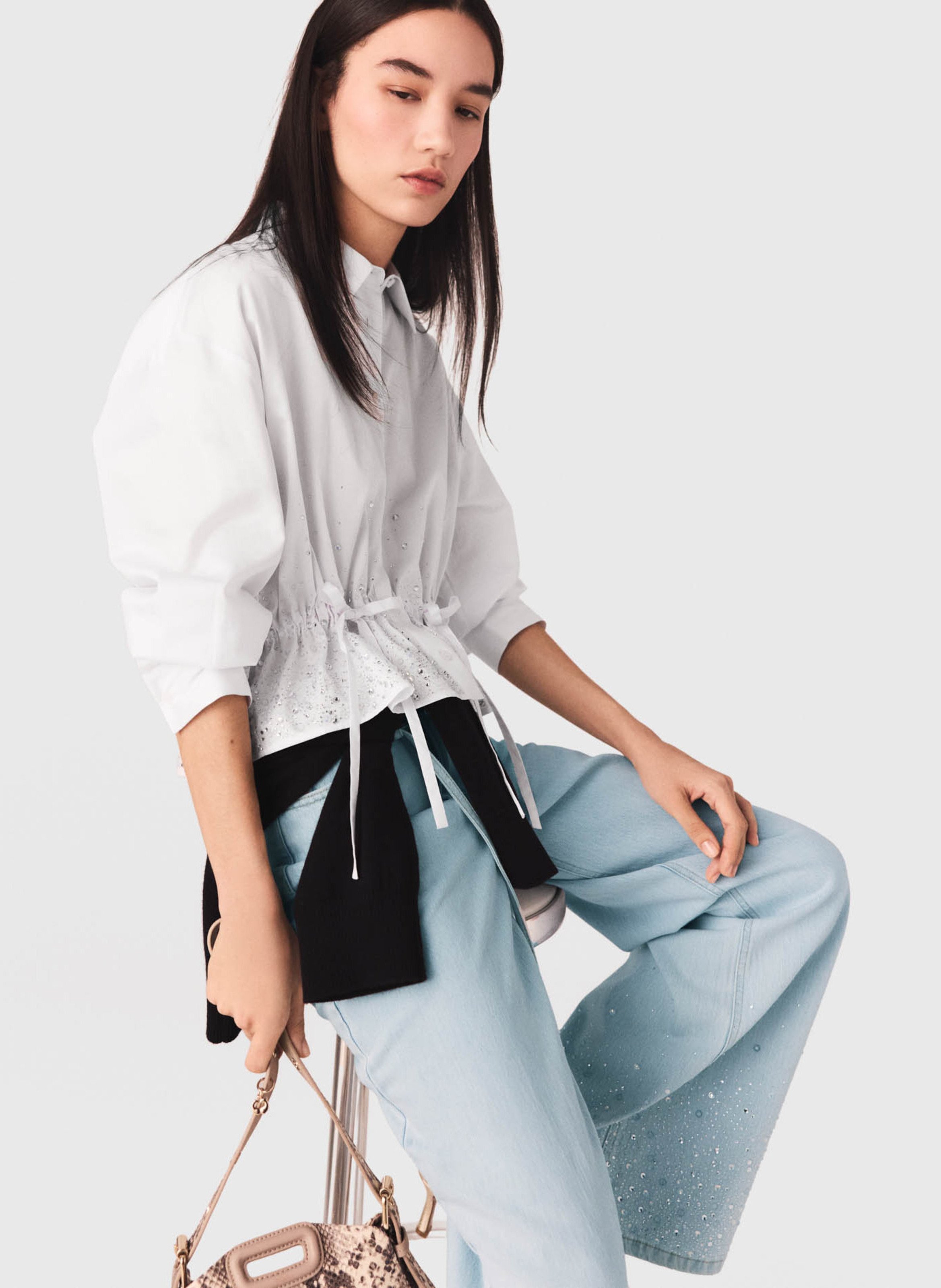 Chemise cintrée en coton MAJE Blanc