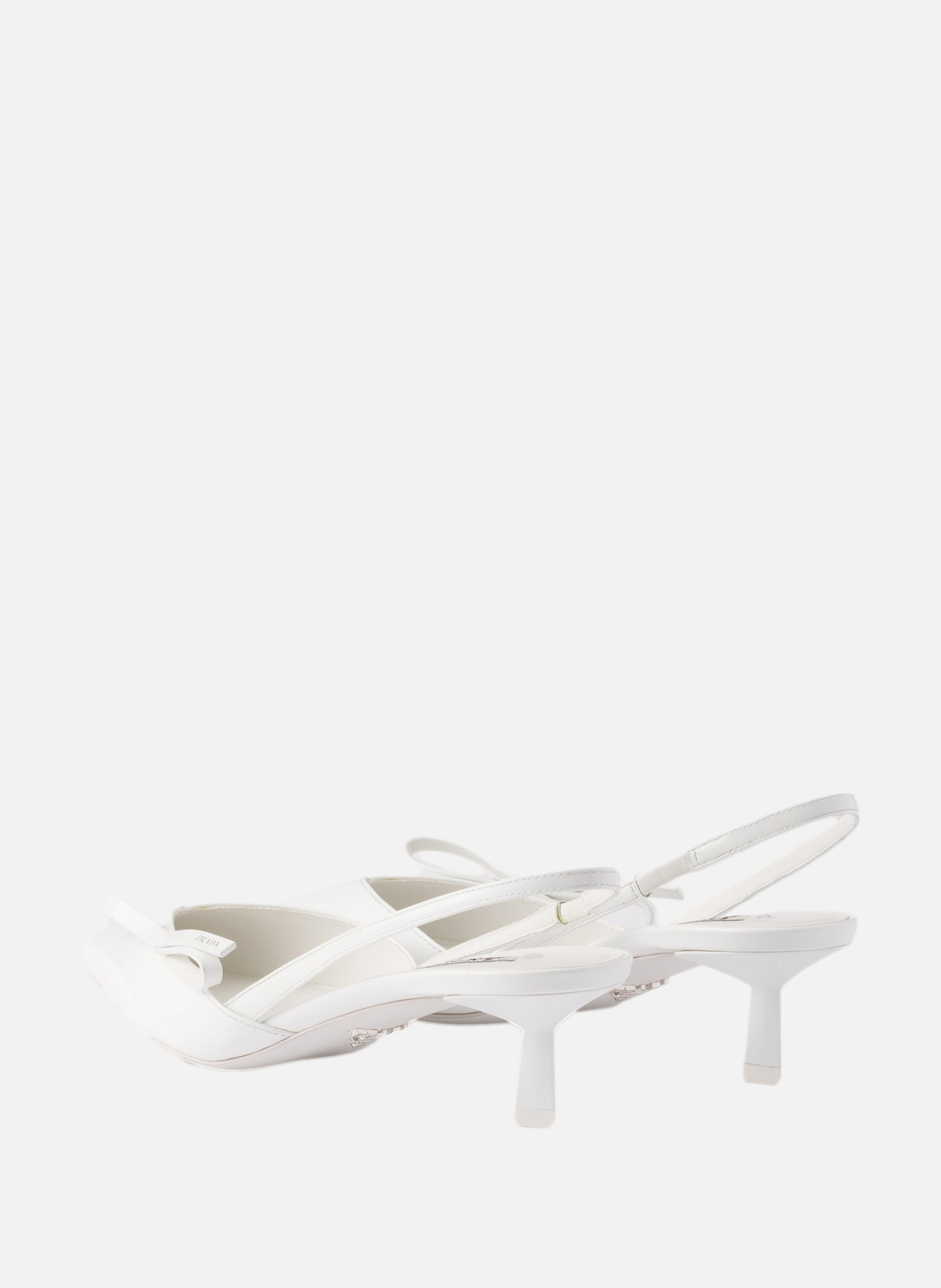 Escarpins à bride arrière en cuir verni PRADA Blanc