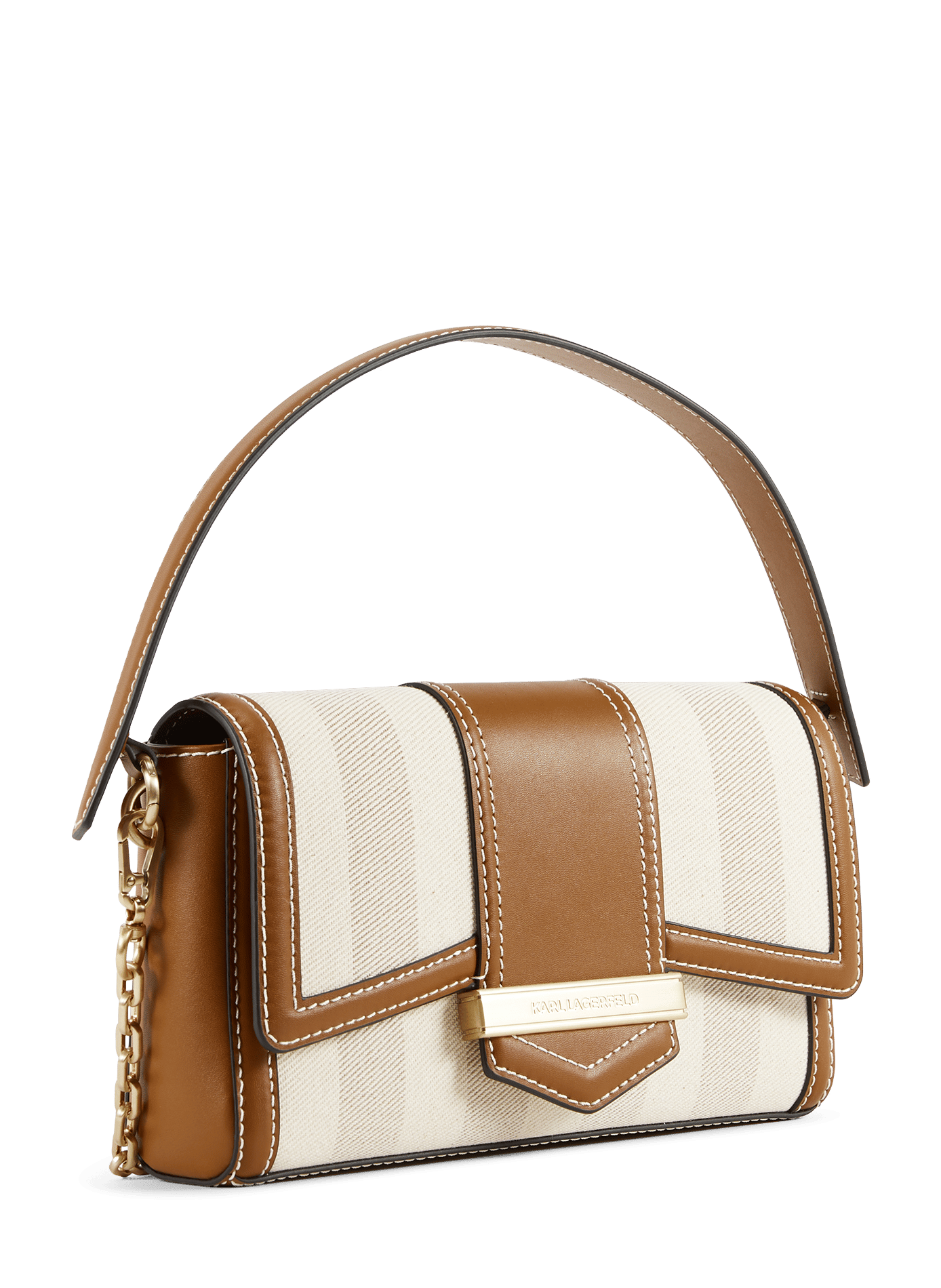 Sac à bandoulière K/Nova en coton et cuir KARL LAGERFELD Beige