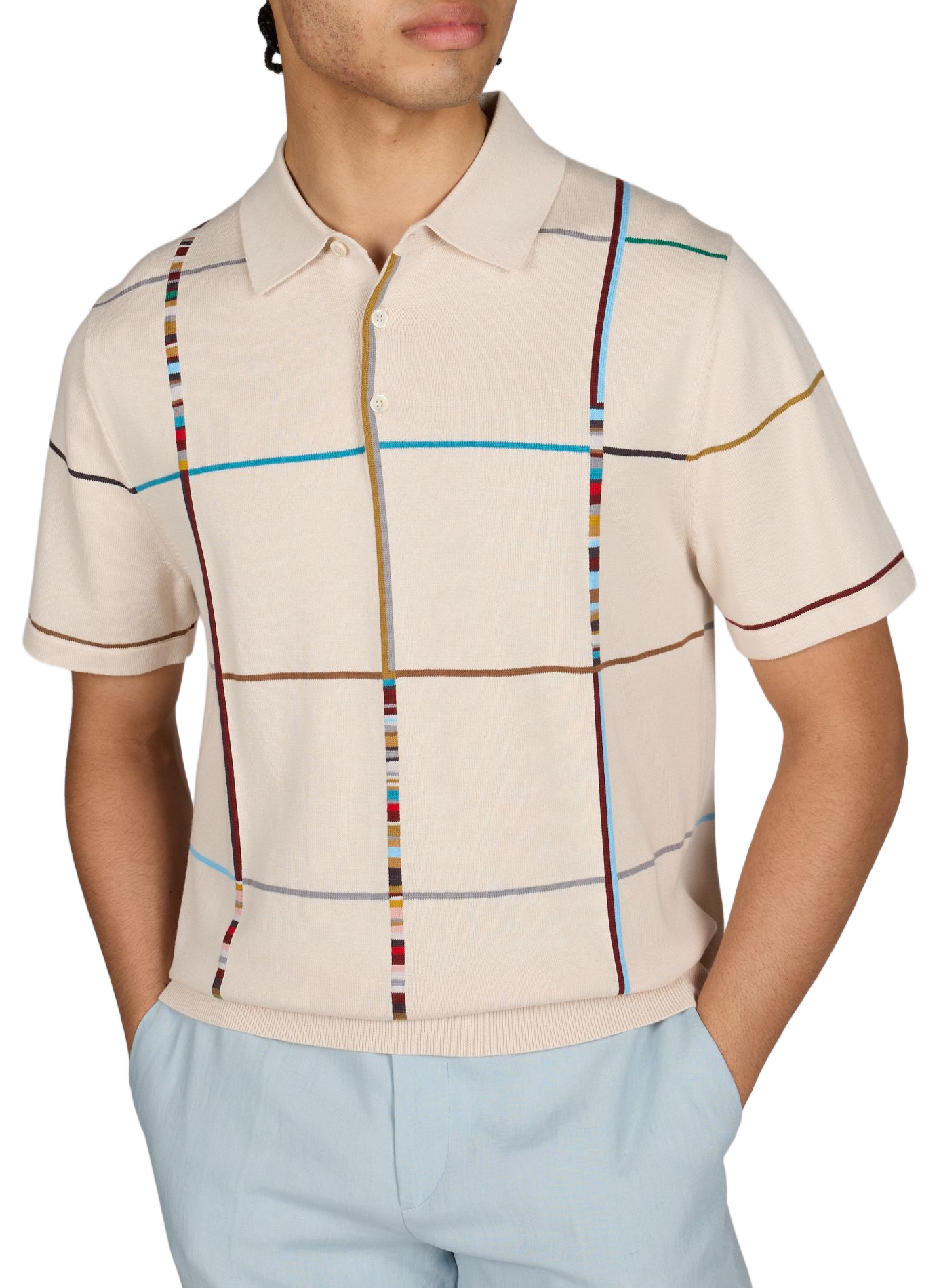 Polo manches courtes à carreaux en coton PAUL SMITH Beige