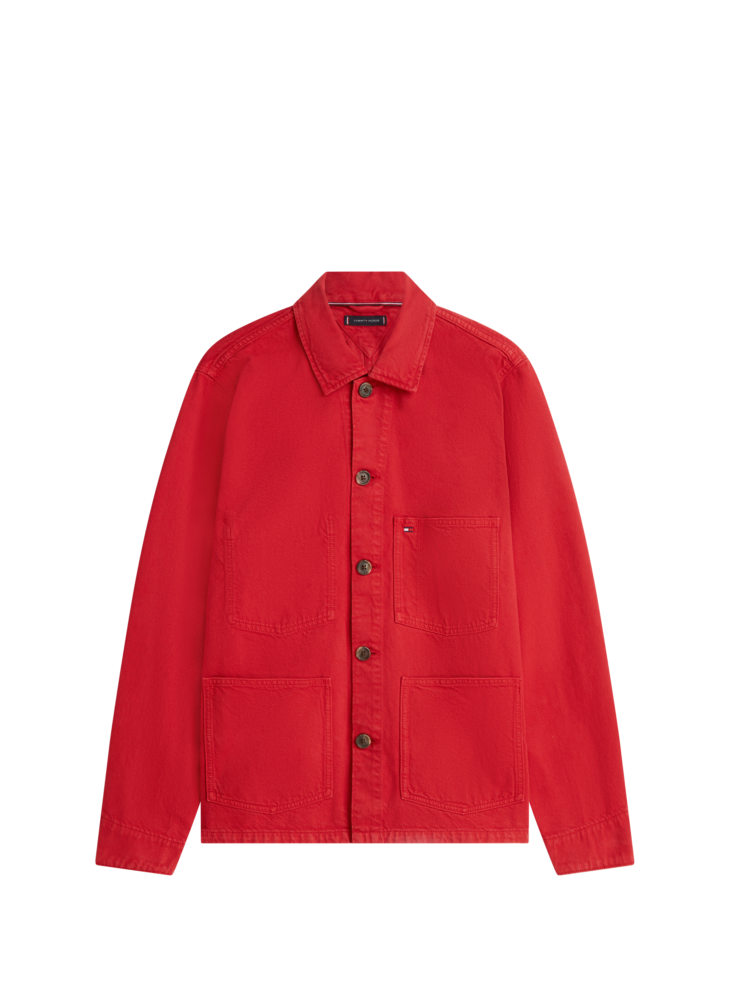 Veste droite à logo en coton TOMMY HILFIGER Rouge