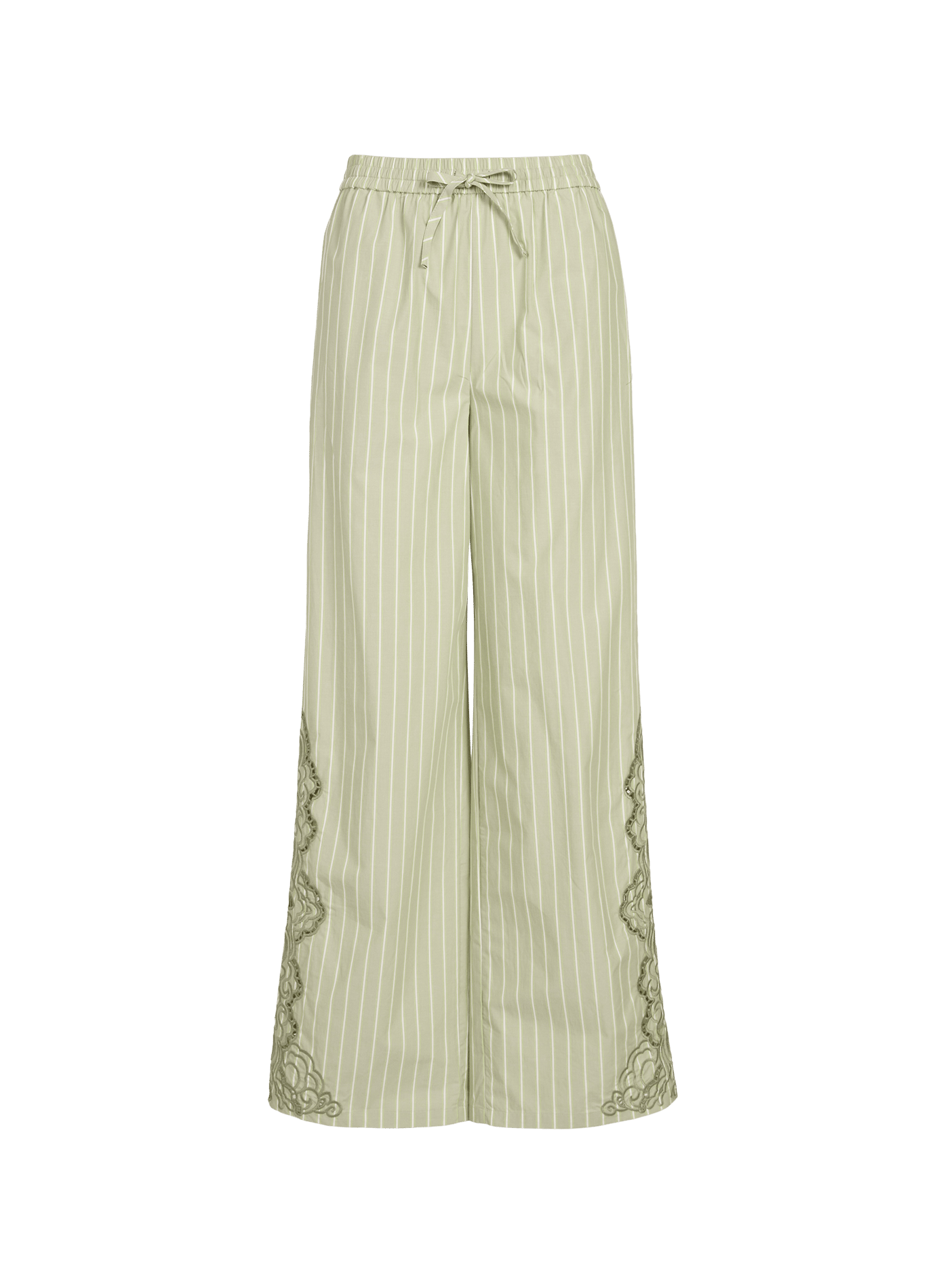 Pantalon Collectors Item à rayures et broderies en coton OBJECT Vert