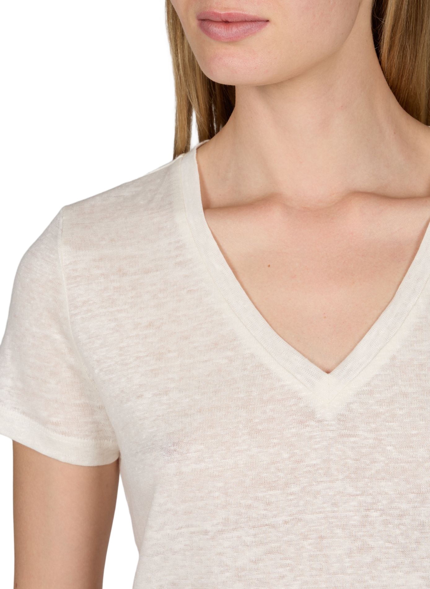 T-shirt col V Darla en lin ARTLOVE Blanc