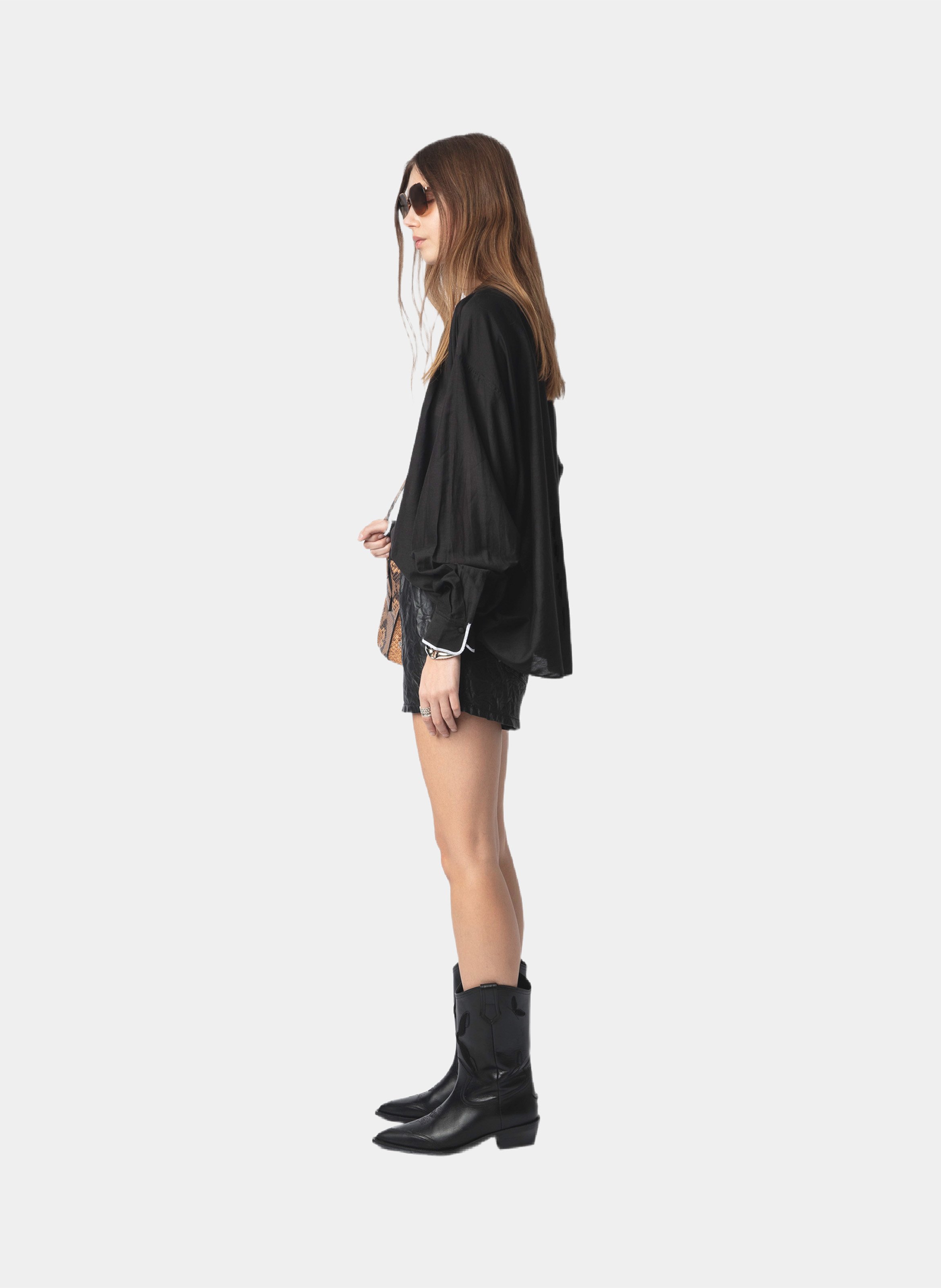 Blouse oversize en coton mélangé troene ZADIG&VOLTAIRE Noir