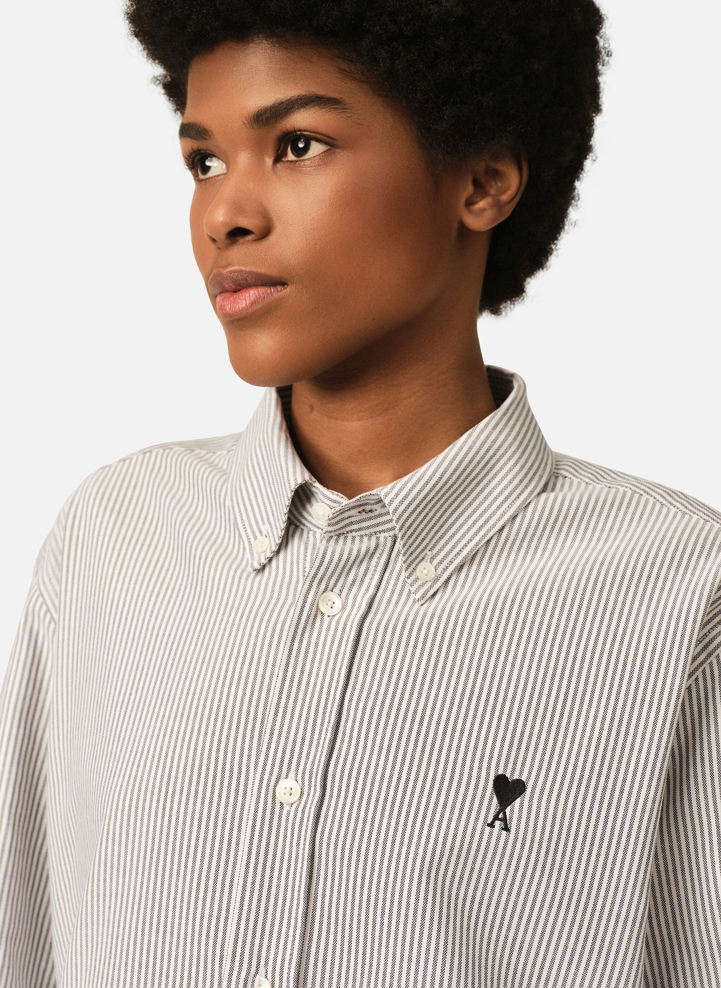 Chemise rayée unisexe en coton ami de coeur AMI PARIS Noir
