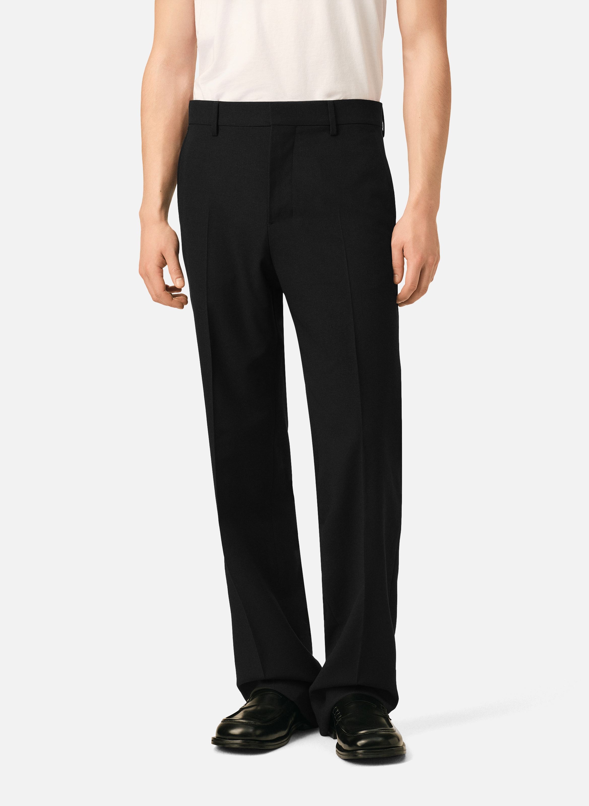 Pantalon coupe droite en laine AMI PARIS Noir