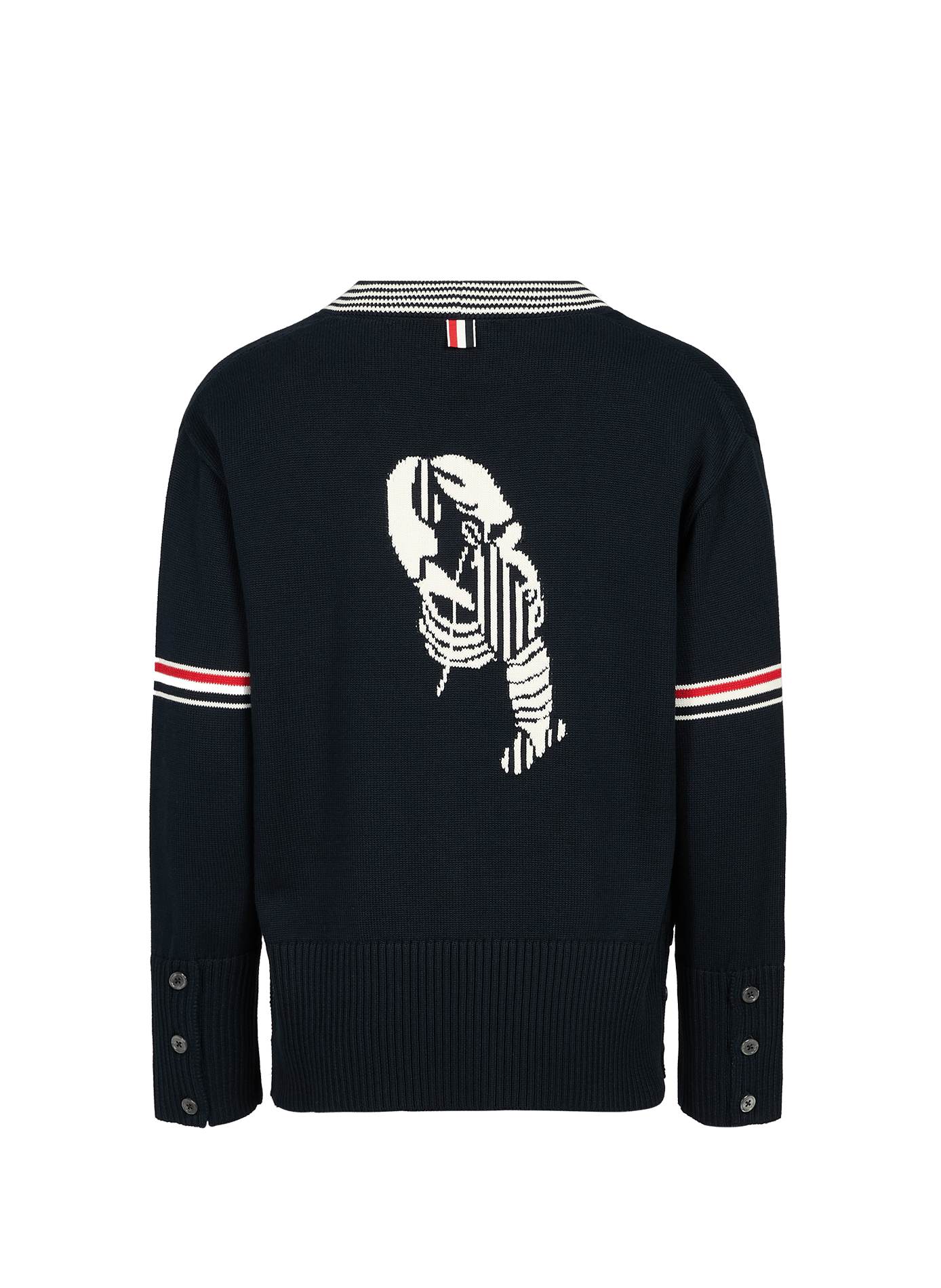 Gerader Baumwollstrick-Cardigan THOM BROWNE Blau