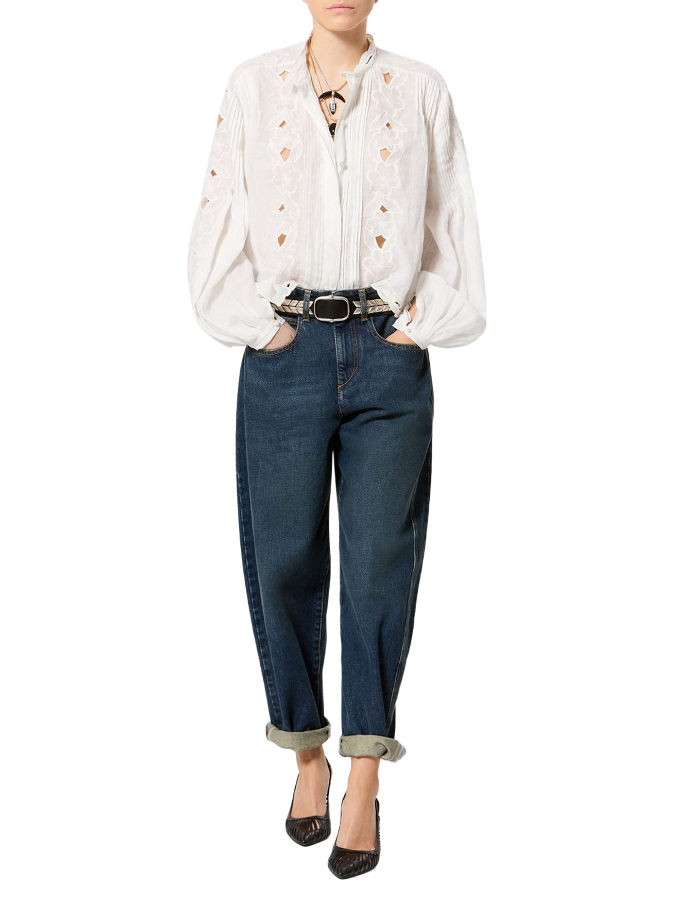 Blouse met lange mouwen en geborduurd ontwerp ISABEL MARANT Wit
