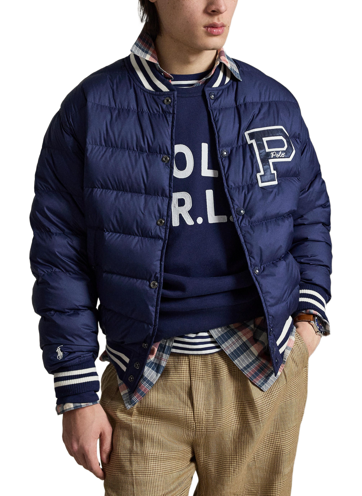 Quilted windbreaker jacket with logo POLO RALPH LAUREN Blue