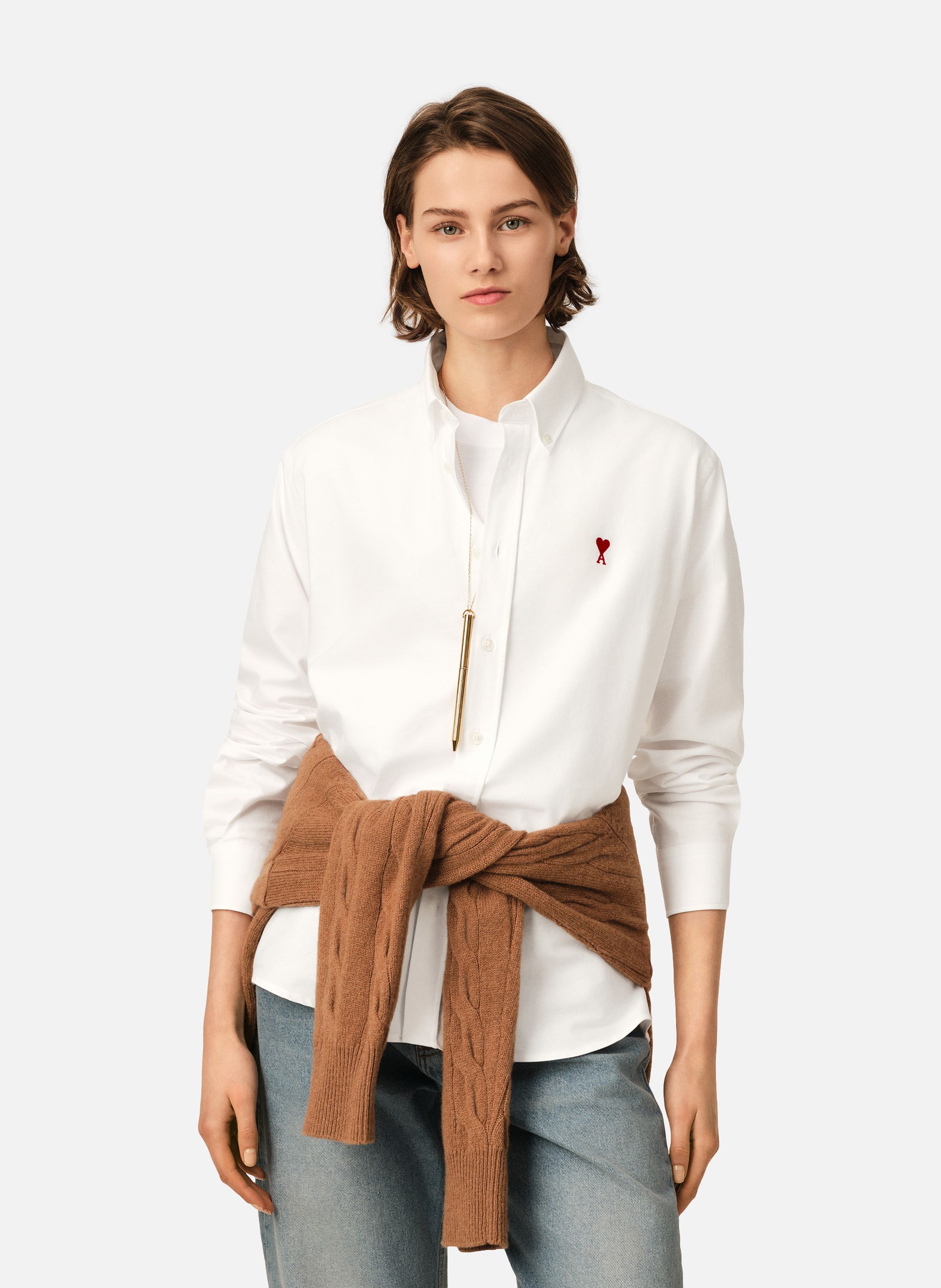 Chemise col boutonné ami de coeur unisexe AMI PARIS Blanc
