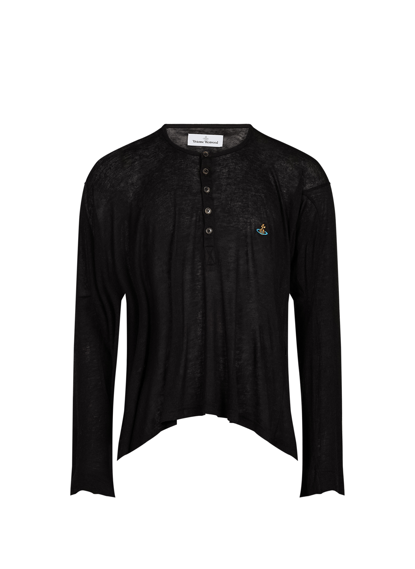 Weites T-Shirt mit langen Ärmeln und gesticktem Logo. VIVIENNE WESTWOOD Schwarz