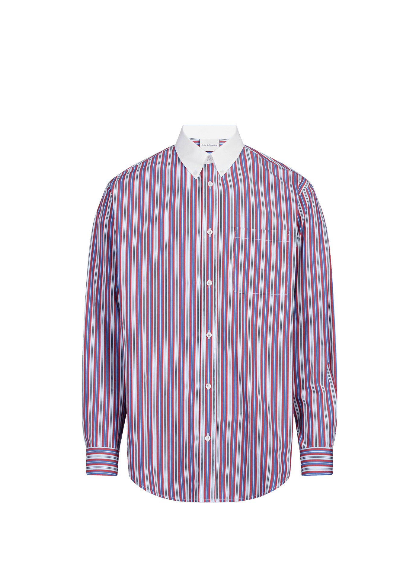 Loose fit button-down collar striped cotton shirt DROLE DE MONSIEUR Red