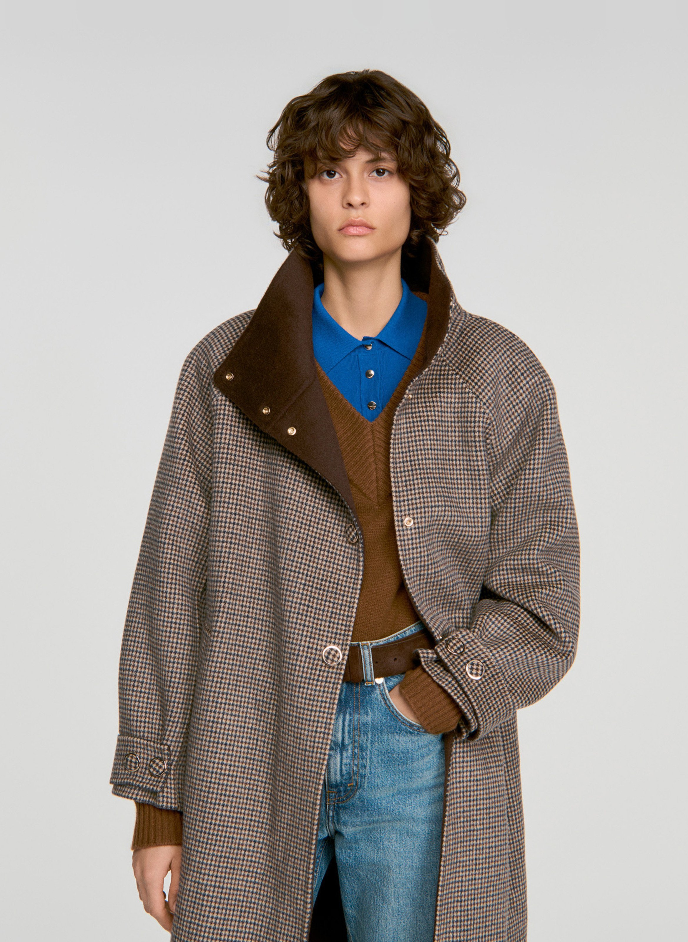 Manteau oversize en laine mélangée SANDRO Marron