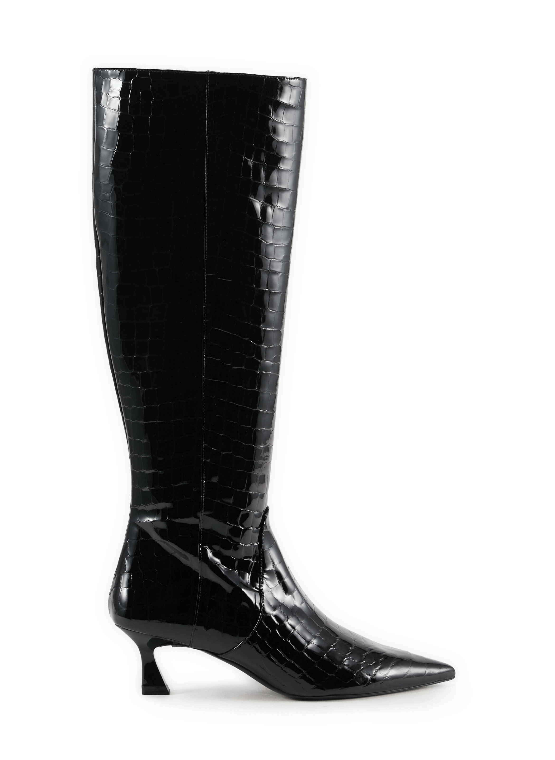 VINNIE knee-high boots in patent python leather STUART WEITZMAN Black