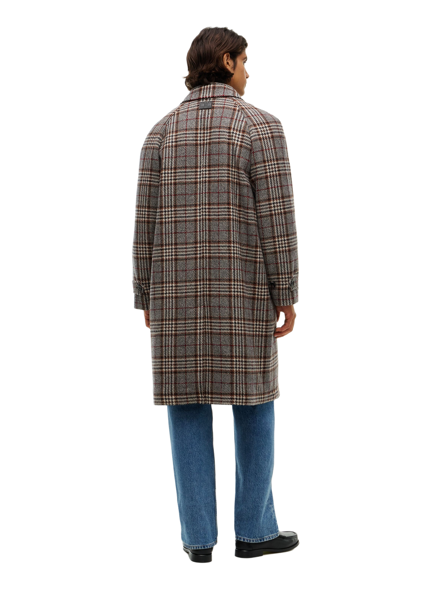 Manteau mi-long à carreaux en laine TOMMY HILFIGER Brown