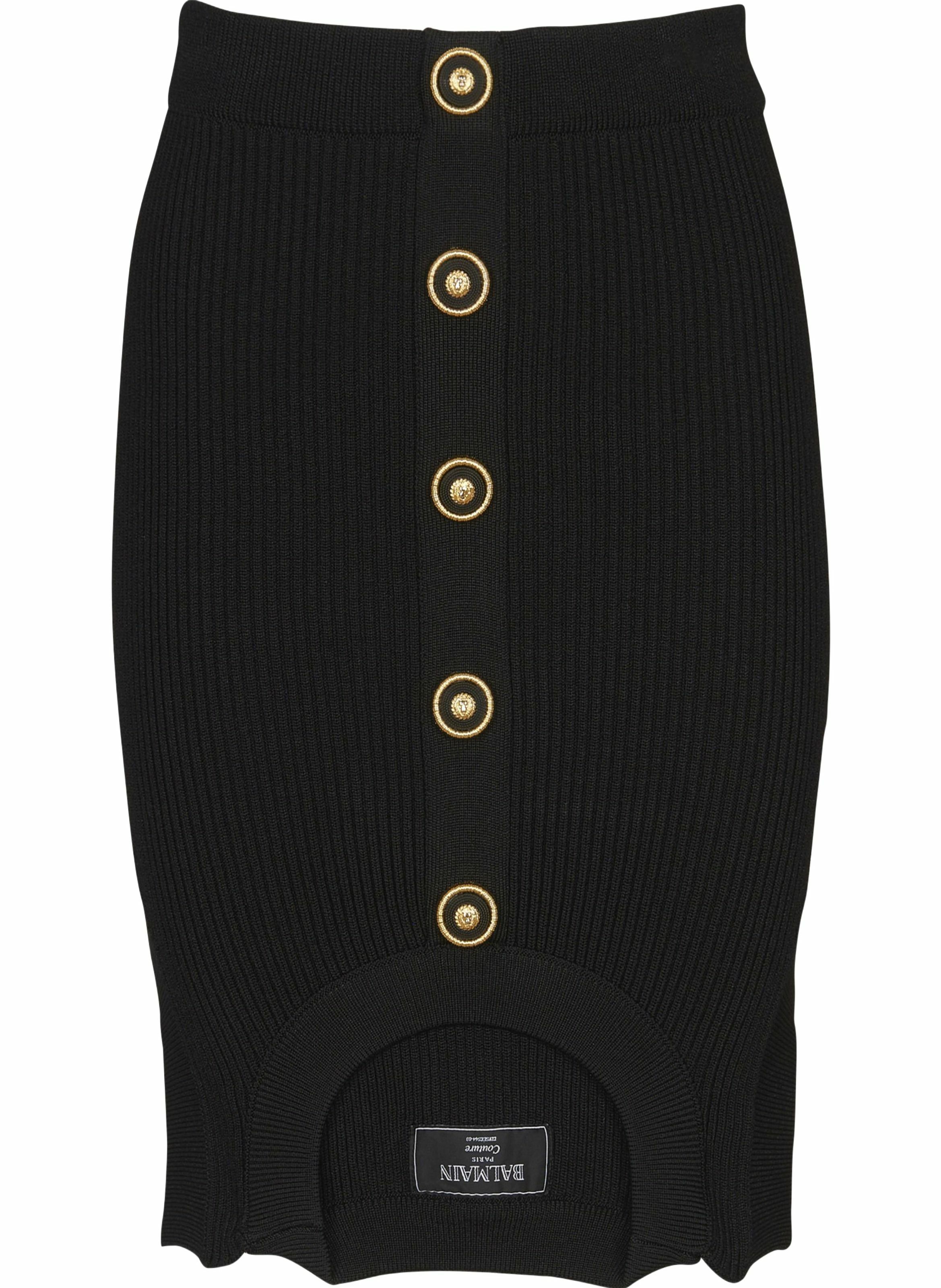 Jupe courte trompe-l'œil en maille côtelée BALMAIN Noir