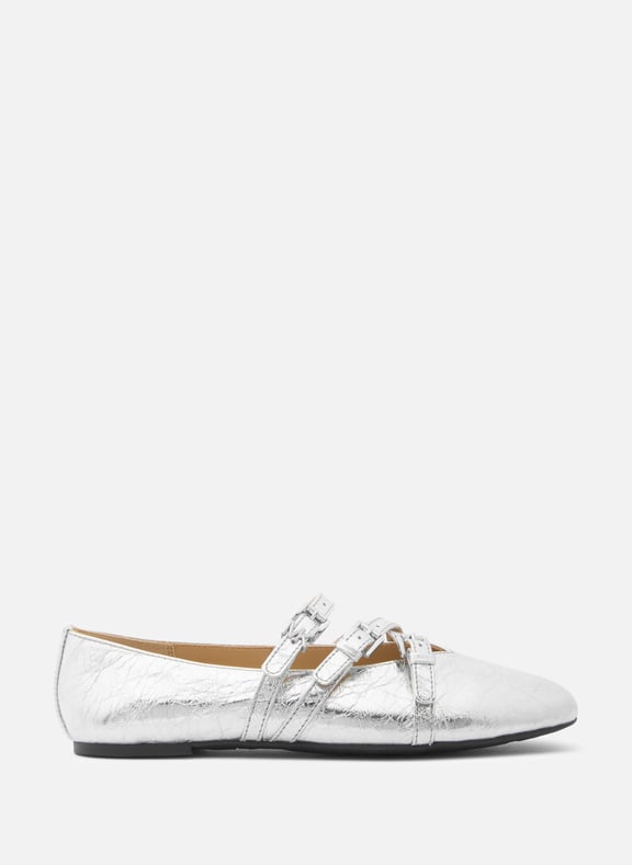 Metallic leather Indy ballet flats Silver by MICHAEL KORS MICHAEL KORS Metallic leather Indy ballet flats Silver